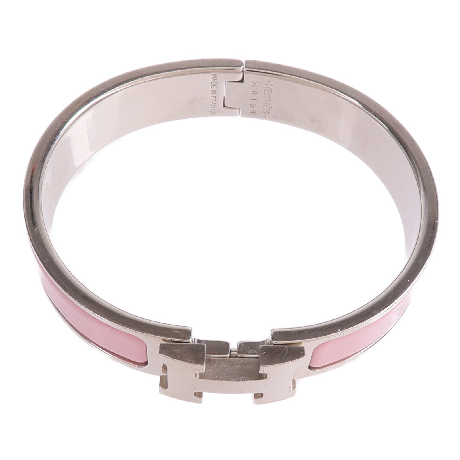HERMES 金屬/琺瑯Clic H Bracelet銀扣手鐲
