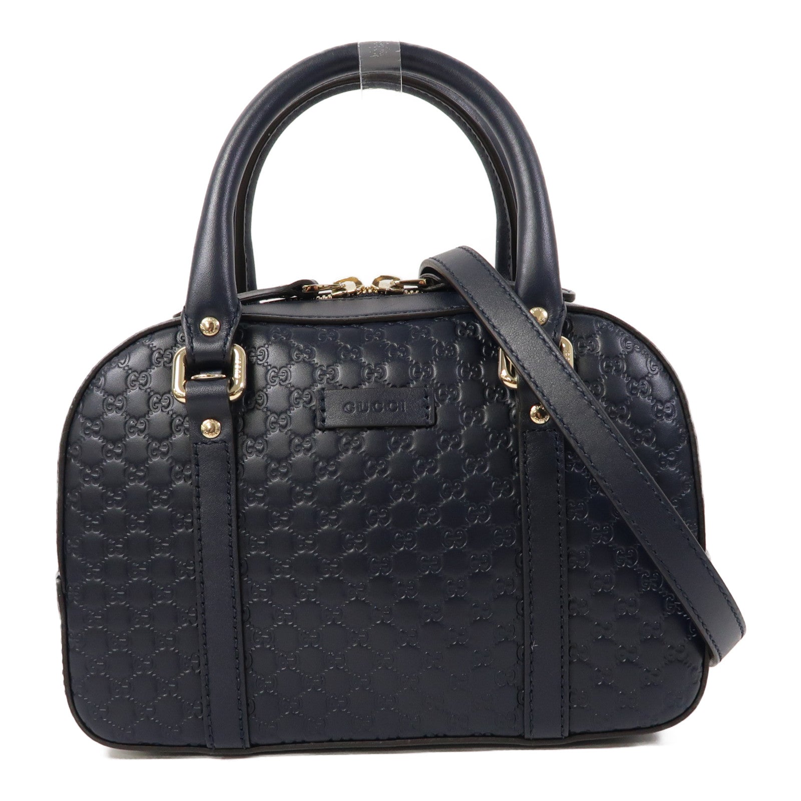 GUCCI 牛皮皮革Guccissima 2 Way Shoulder金扣手挽肩背兩用袋深藍色