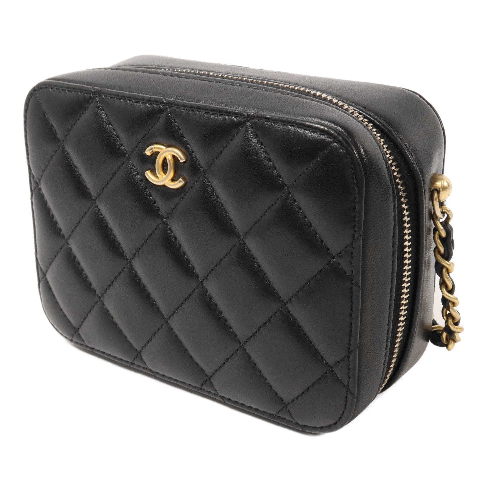 CHANEL 羊皮皮革Mini Vanity with Gold Ball鏈帶肩背袋