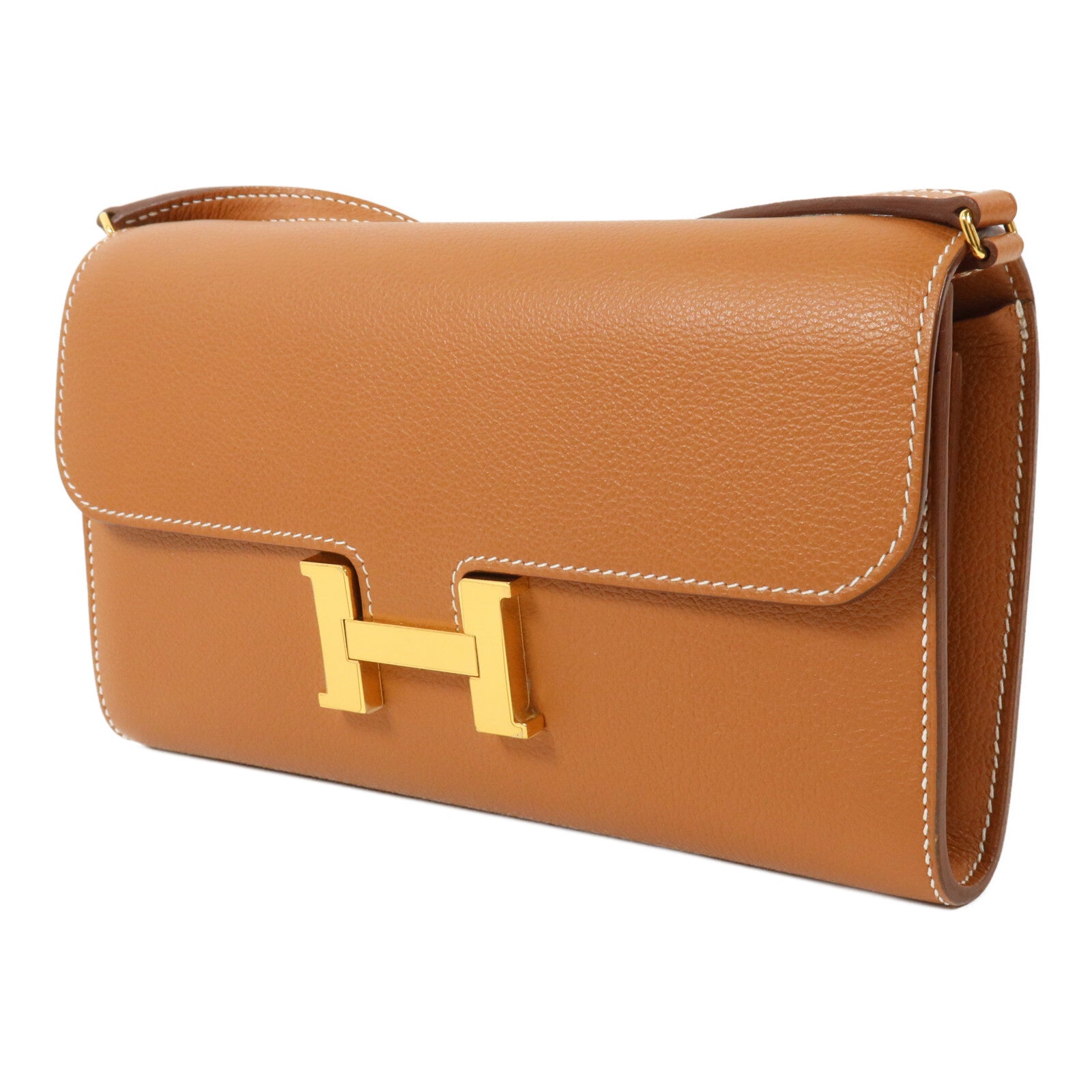 HERMES Evercolor皮革Constance To Go肩背袋Gold