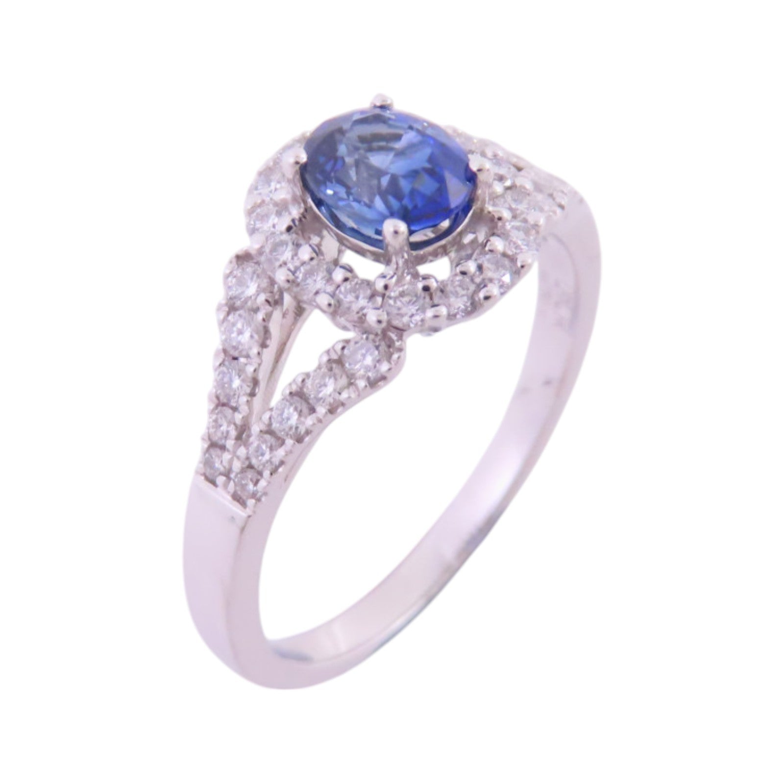 JEWELRY 【激減優惠】18K白金/藍寶石/鑽石Sapphire Diamond Ring戒指US#5.5