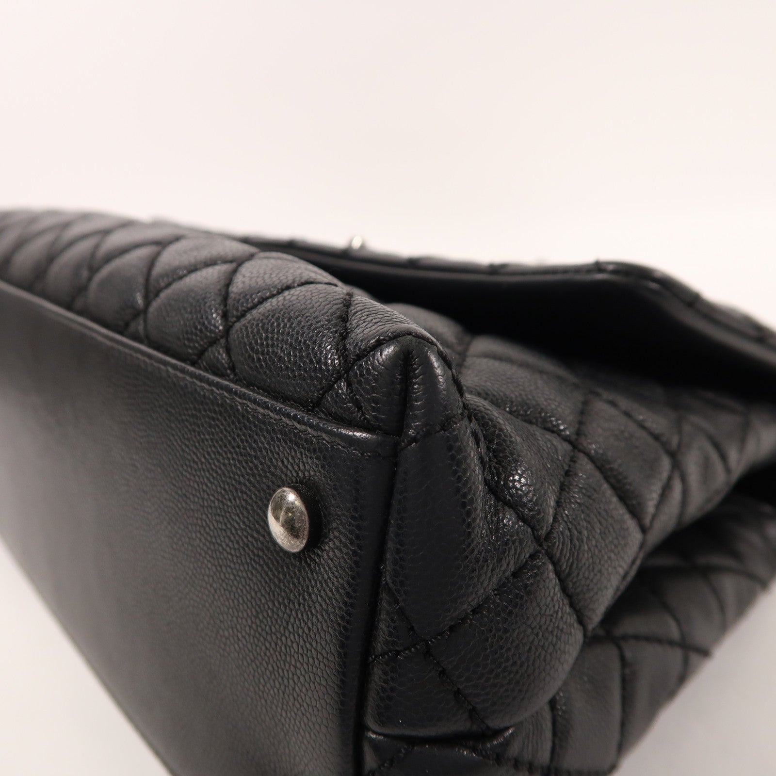 CHANEL 牛皮皮革Coco Handle Large銀扣手挽肩背兩用袋