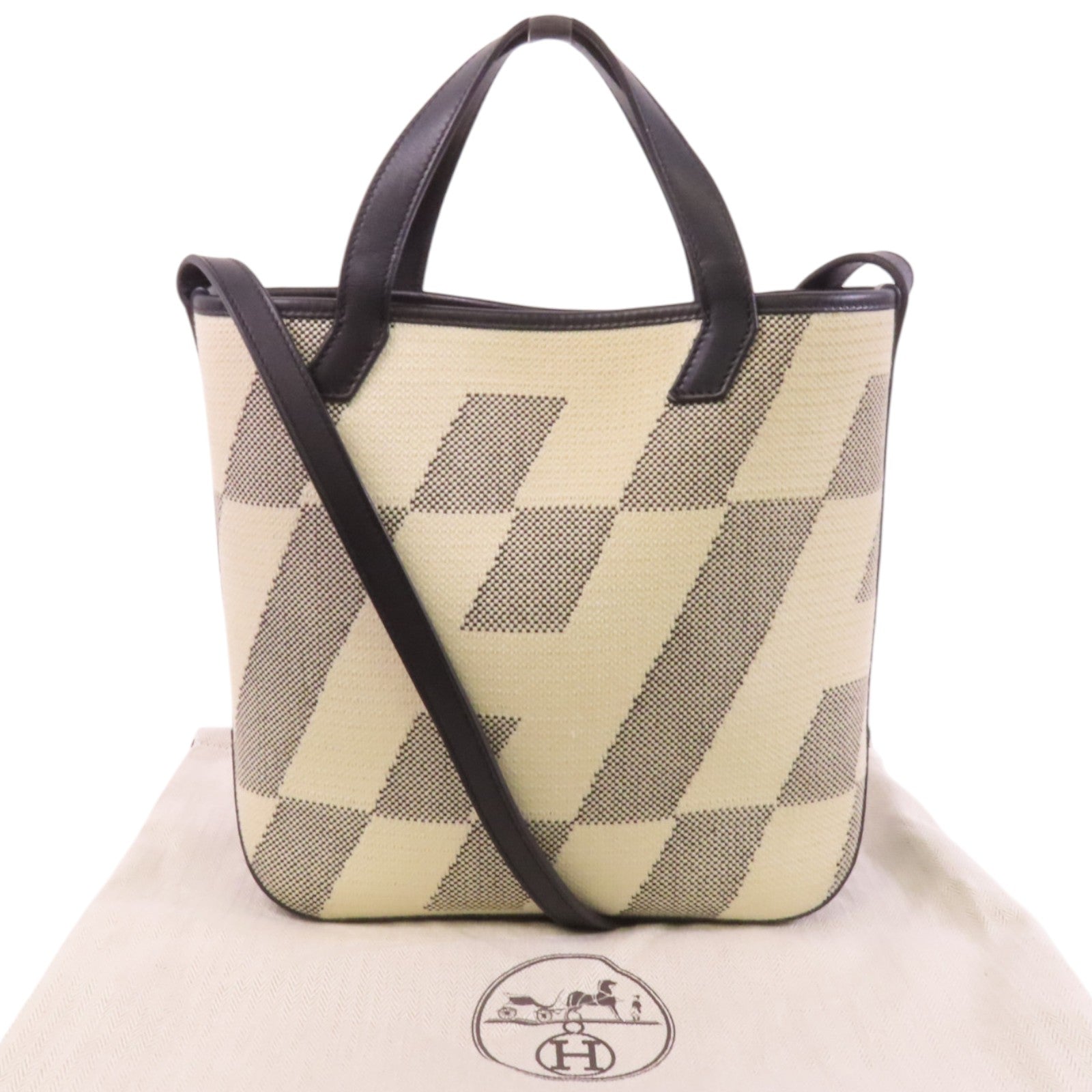 HERMES 帆布Cabas H en Biais 27手挽肩背兩用袋