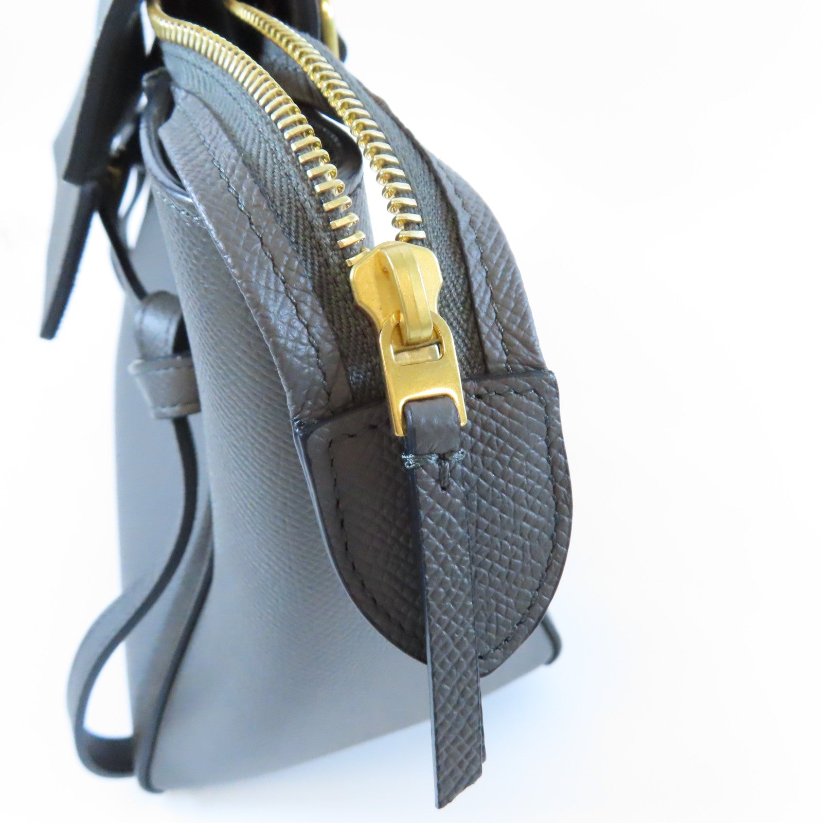 CELINE 牛皮皮革Belt金扣手挽肩背兩用袋灰色