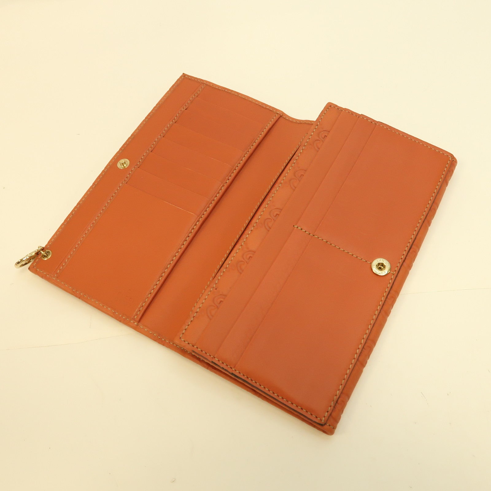 GUCCI 牛皮皮革Long Wallet金扣長錢包橙色