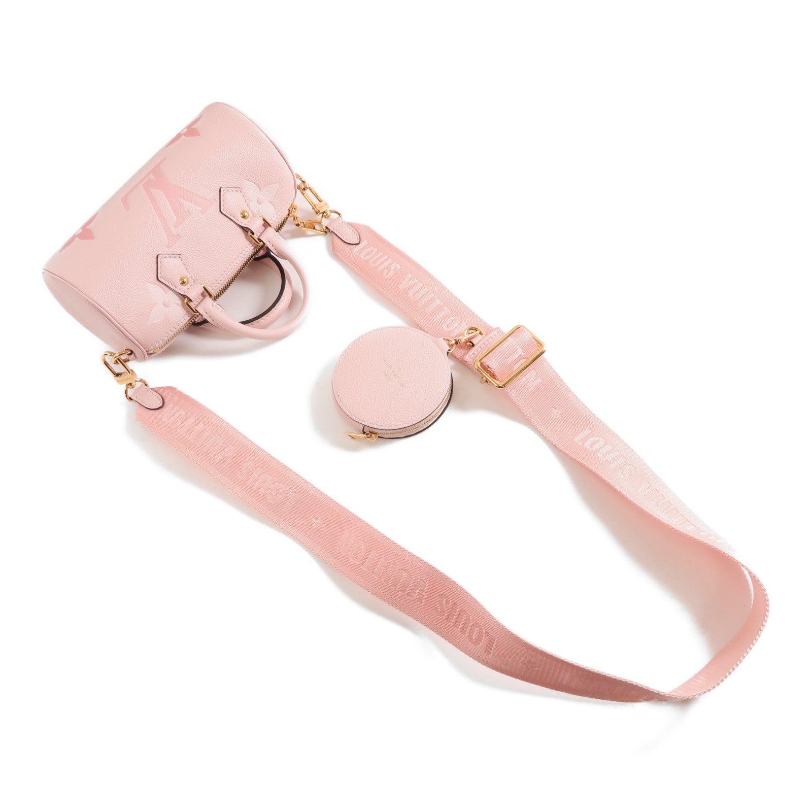 LOUIS VUITTON Mono Empreinte Papillon BB金扣手挽肩背兩用袋粉紅色