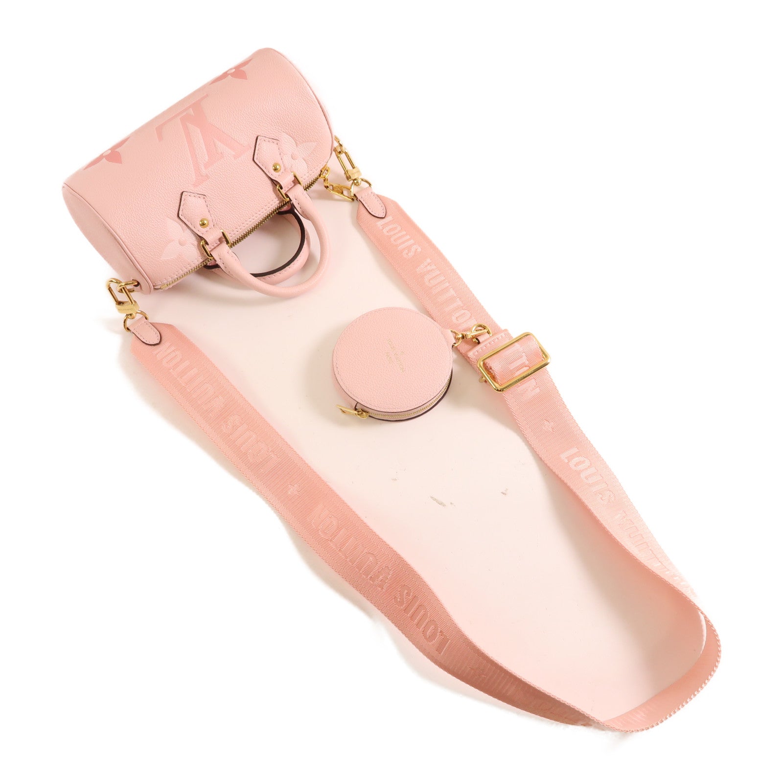 LOUIS VUITTON Mono Empreinte Papillon BB金扣手挽肩背兩用袋粉紅色