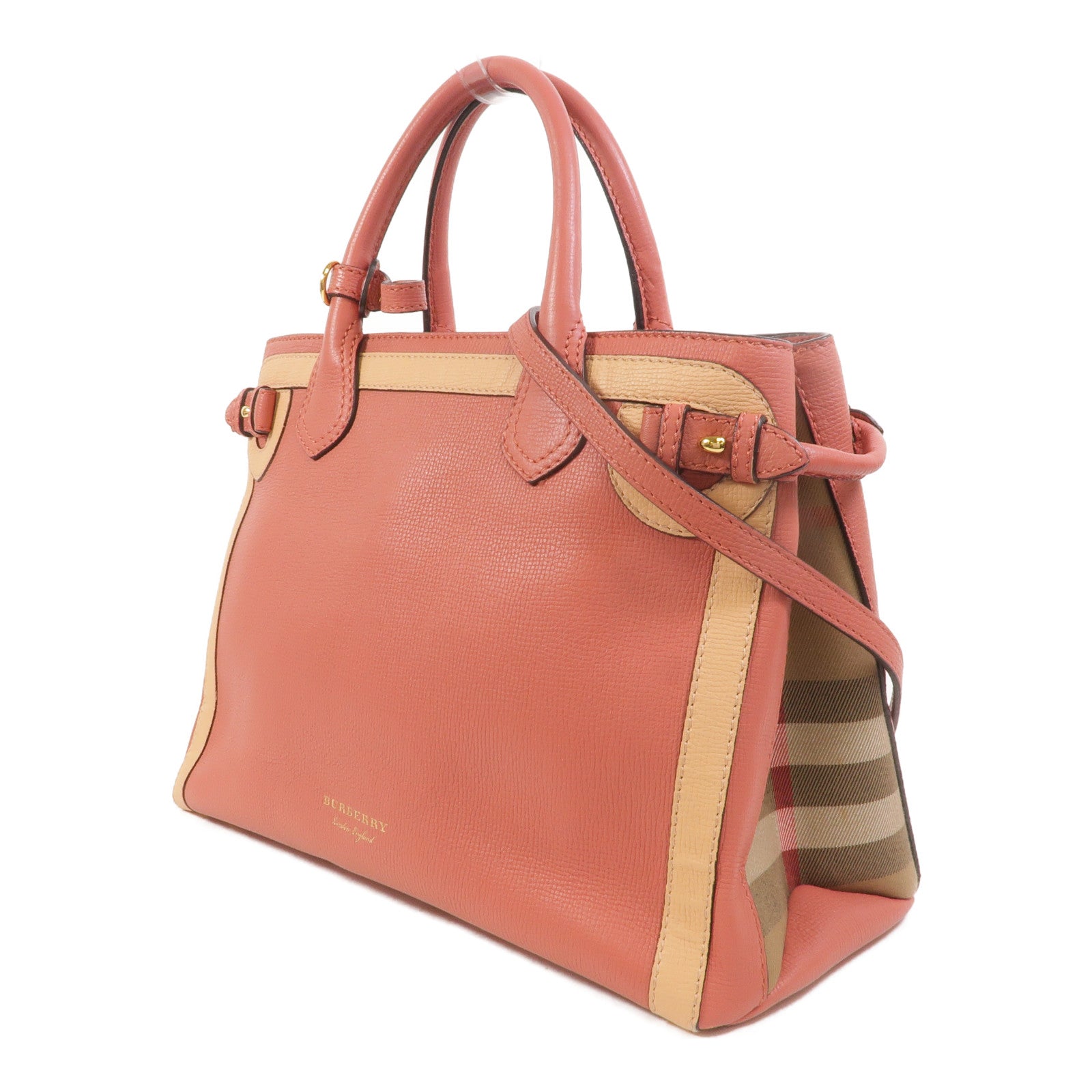 BURBERRY 牛皮皮革Banner Tote Medium手挽肩背兩用袋