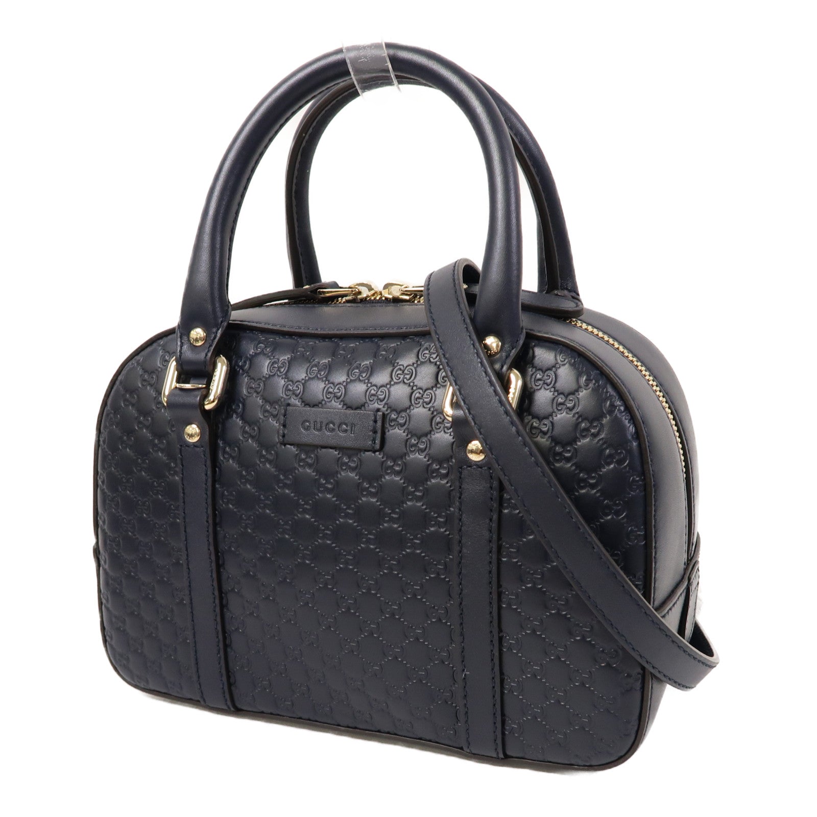 GUCCI 牛皮皮革Guccissima 2 Way Shoulder金扣手挽肩背兩用袋深藍色