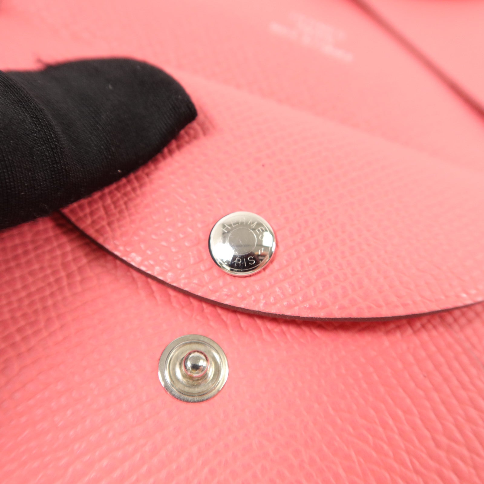 HERMES Epsom皮革Calvi Duo卡片套Rose Azalee