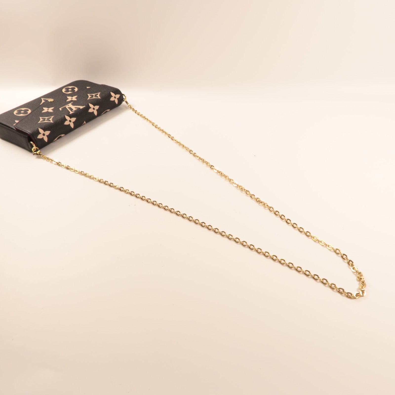 LOUIS VUITTON Monogram Empreinte Felicie Pochette鏈帶肩背袋黑色/米色