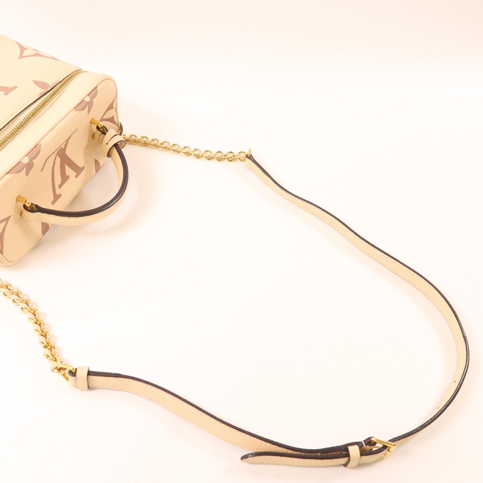 LOUIS VUITTON Monogram Empreinte Vanity PM 2 Way Shoulder金扣手挽肩背兩用袋奶油色