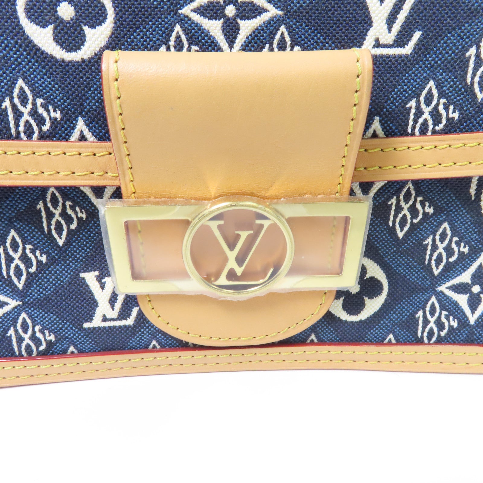 LOUIS VUITTON Monogram Jacquard Since 1854 Dauphine Mini金扣肩背袋藍色/啡色