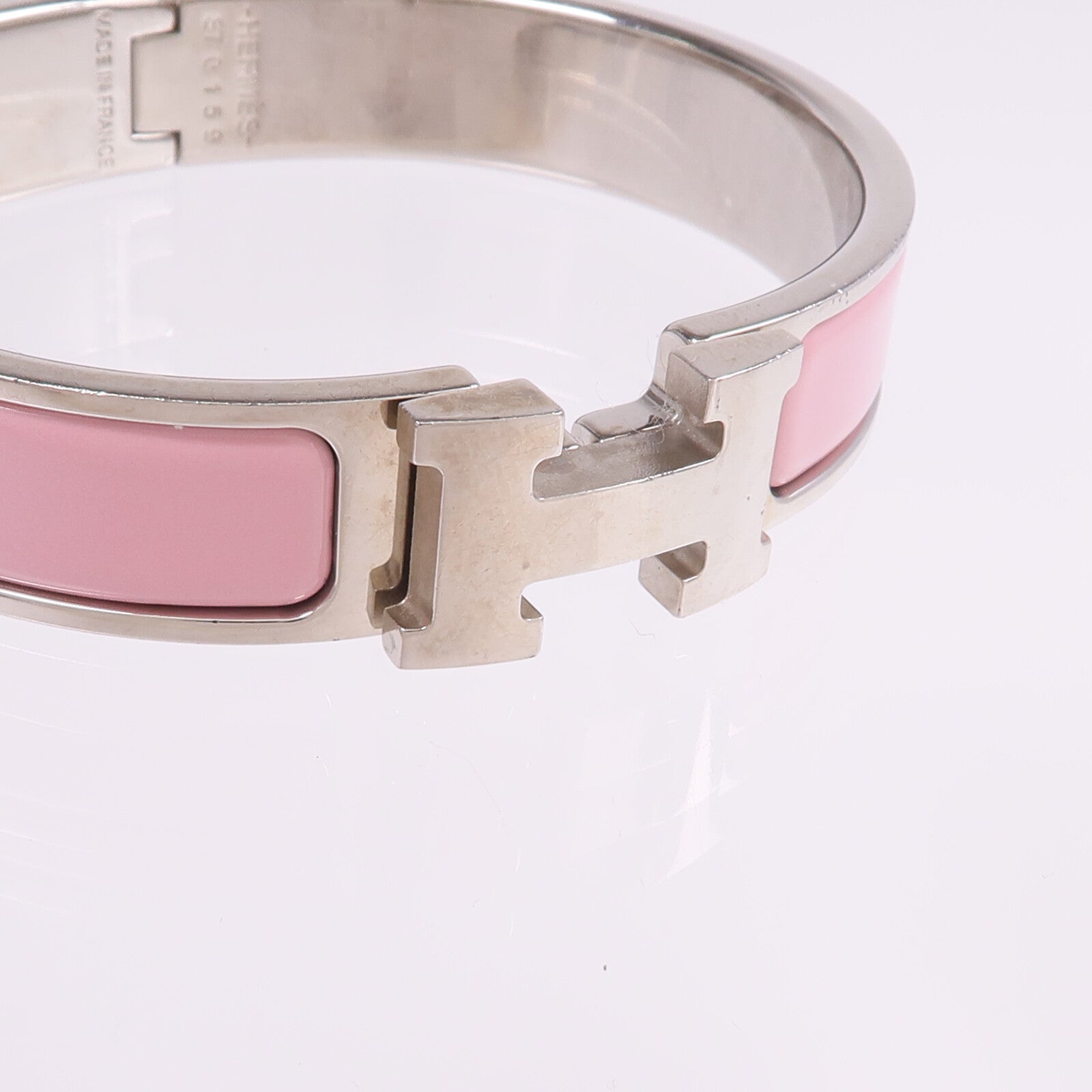 HERMES 金屬/琺瑯Clic H Bracelet銀扣手鐲