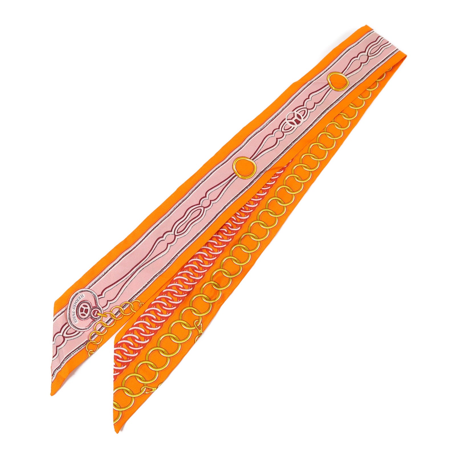 HERMES 【激減優惠】絲質Scarf絲巾橙色/粉紅色/金色