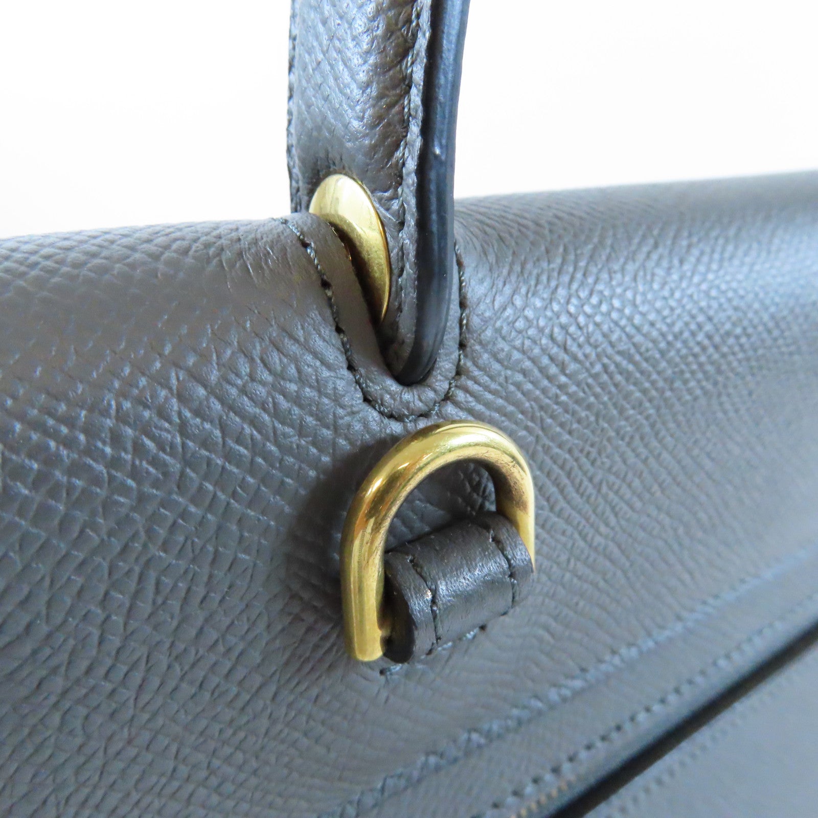 CELINE 牛皮皮革Belt金扣手挽肩背兩用袋灰色