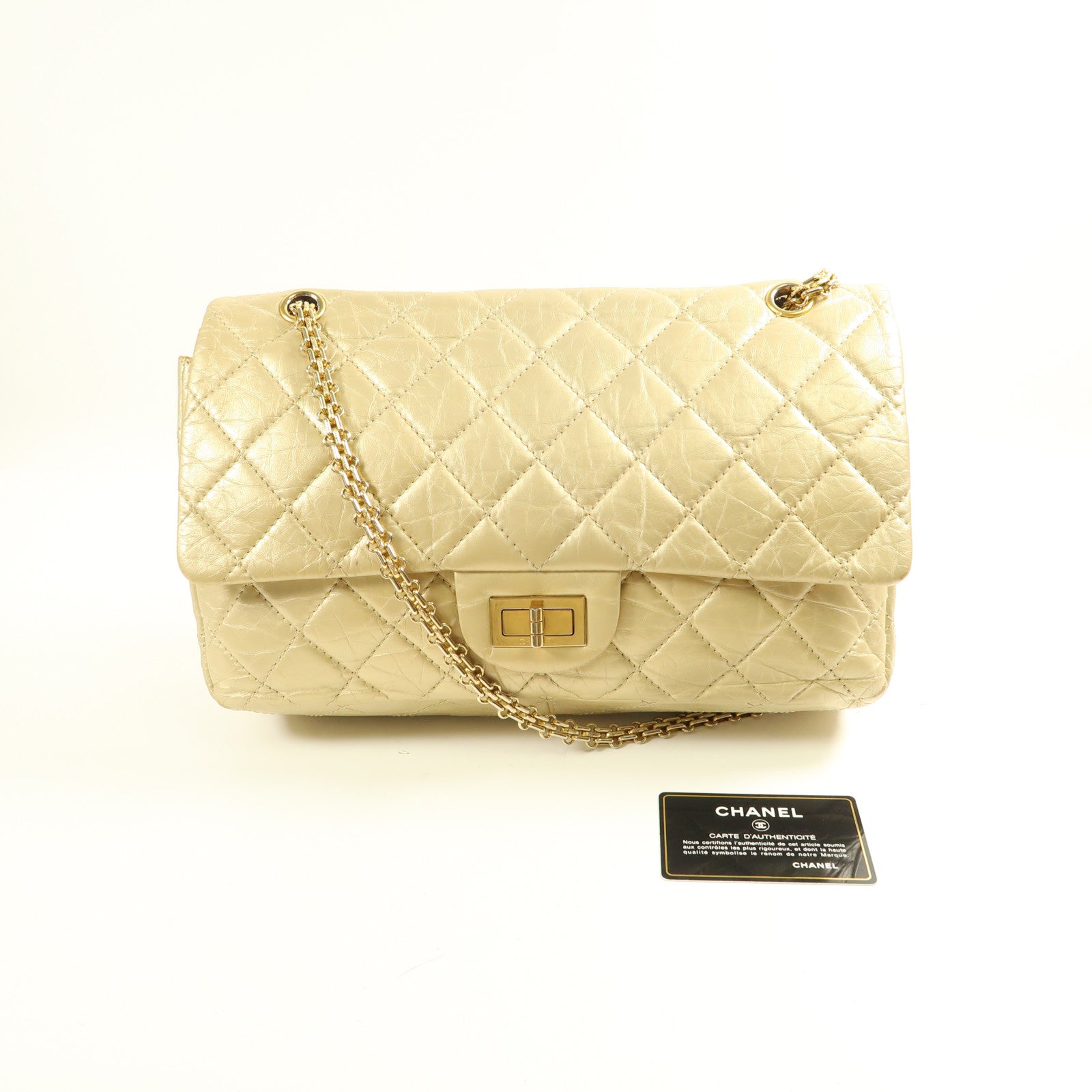 CHANEL 牛皮皮革Jumbo 2.55金扣鏈帶肩背袋