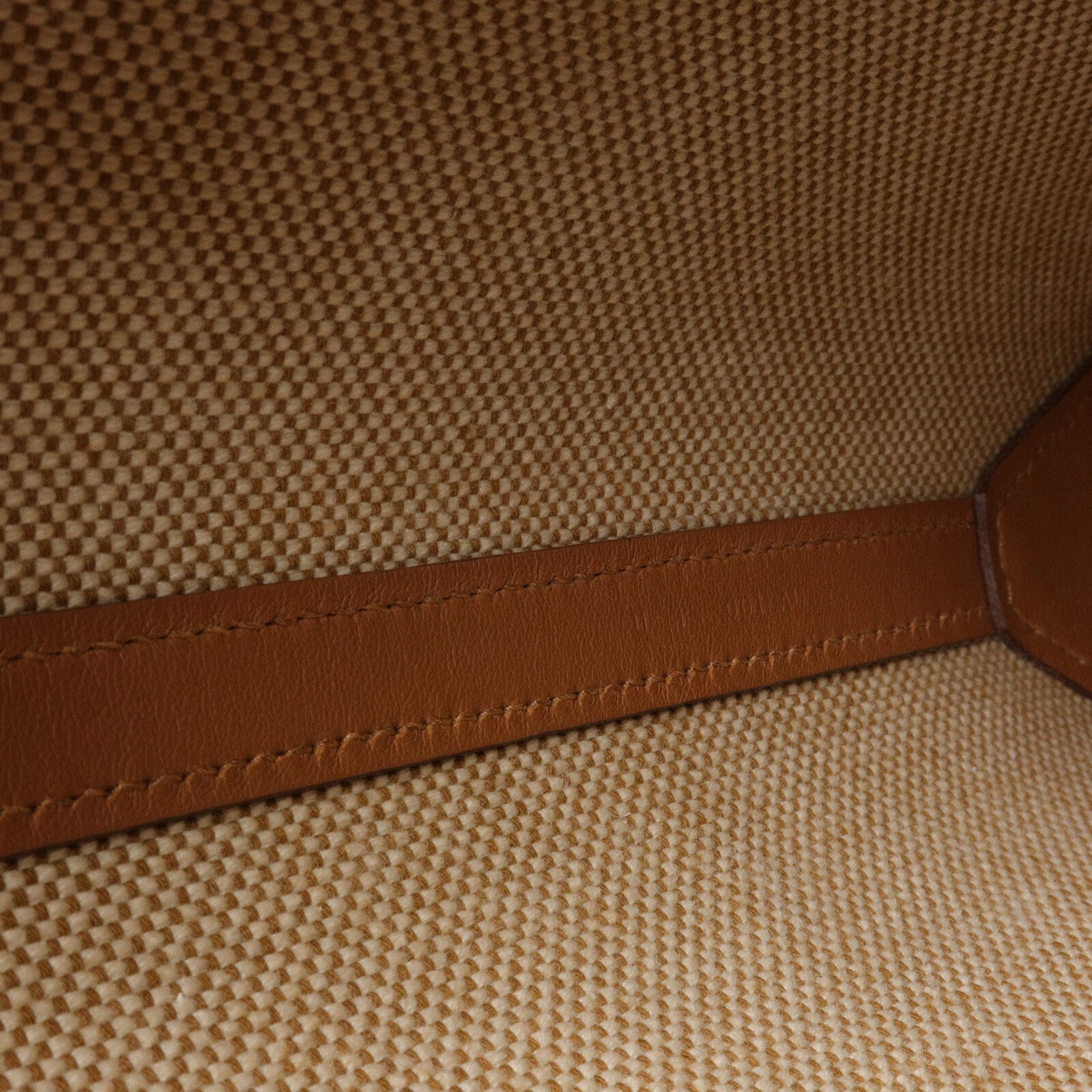 HERMES 帆布Cabas H En Biais 27手挽肩背兩用袋Gold/Beige