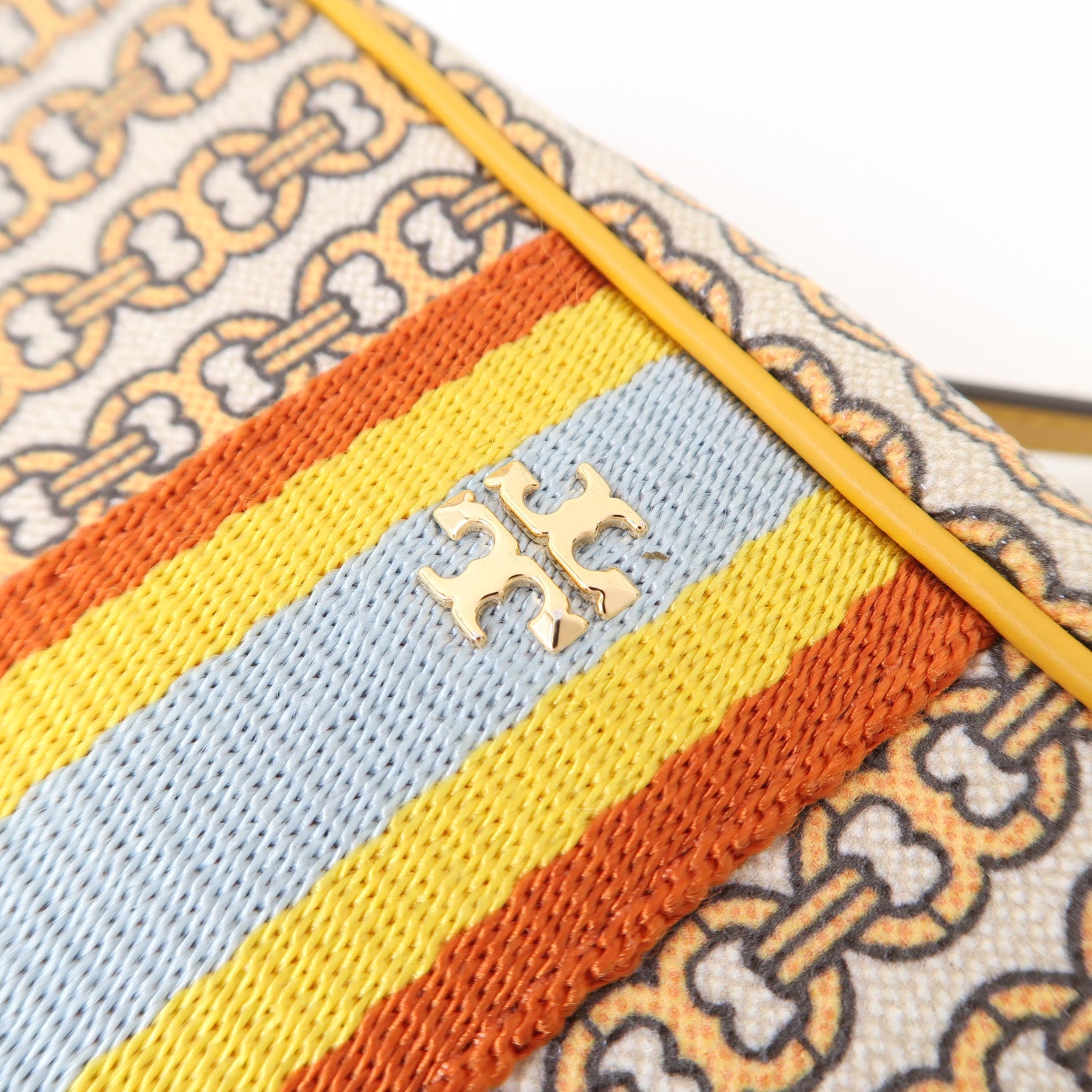 Tory Burch 帆布Camera Bag金扣肩背袋黃色