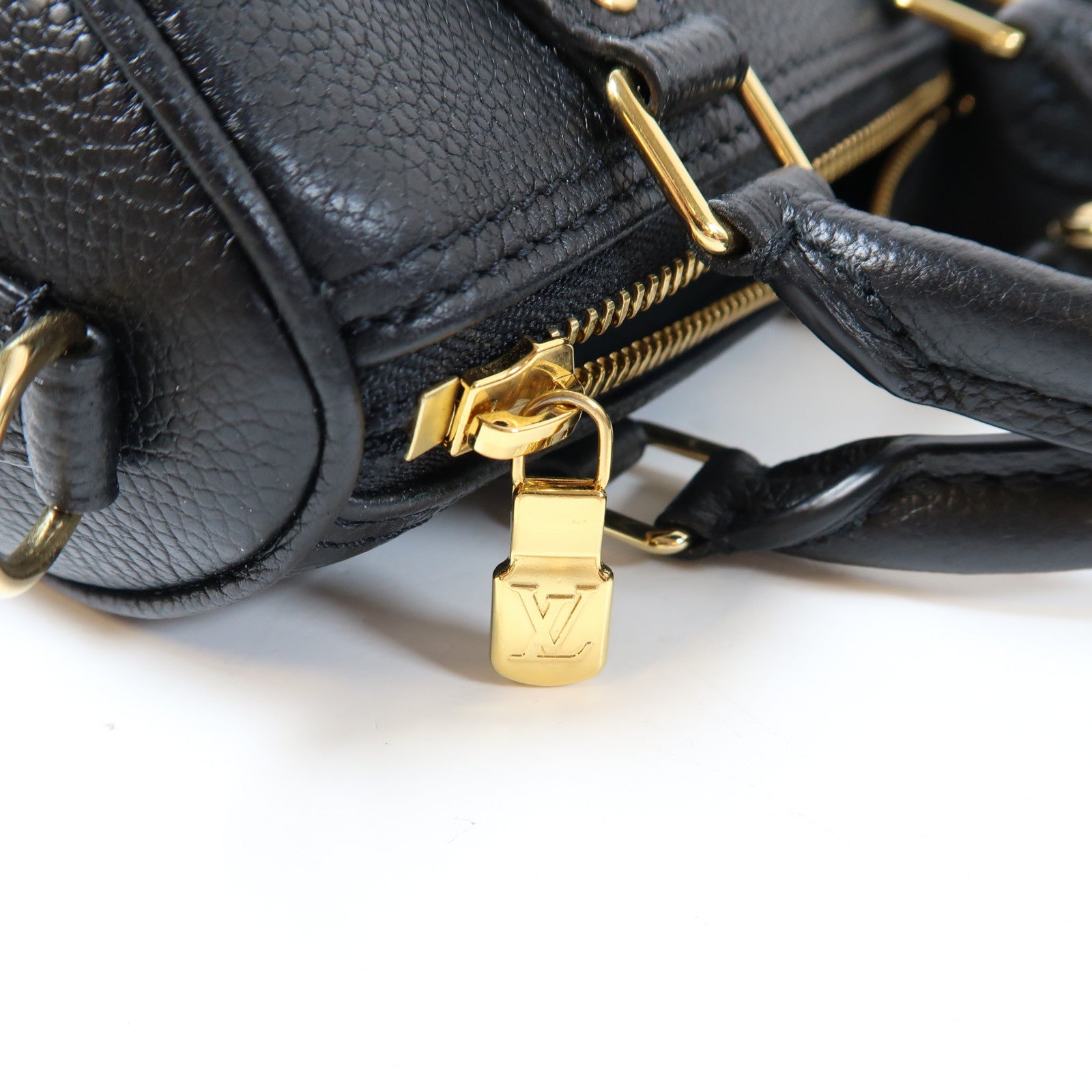 LOUIS VUITTON Monogram Empreinte Nano Speedy金扣手挽肩背兩用袋黑色
