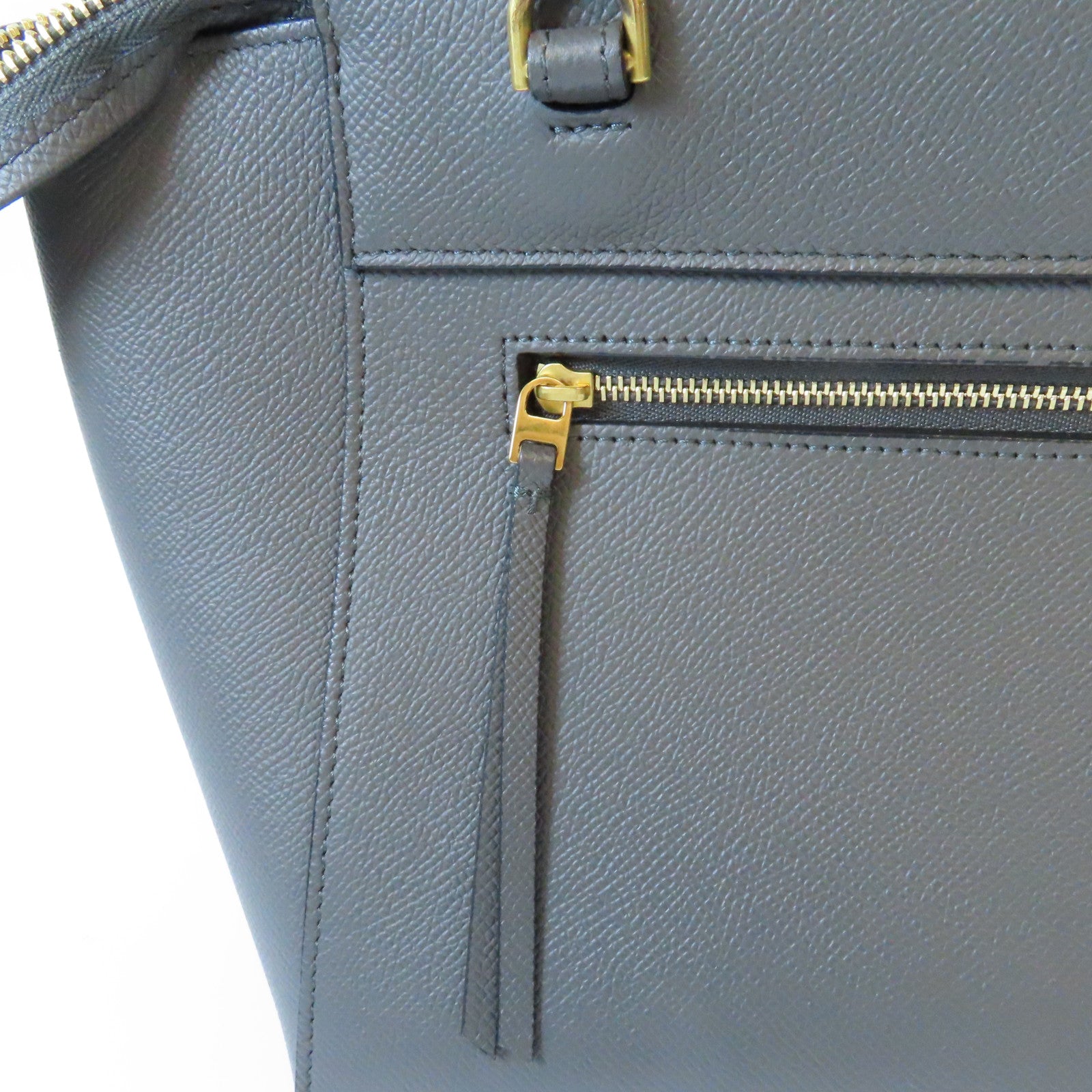 CELINE 牛皮皮革Belt金扣手挽肩背兩用袋灰色