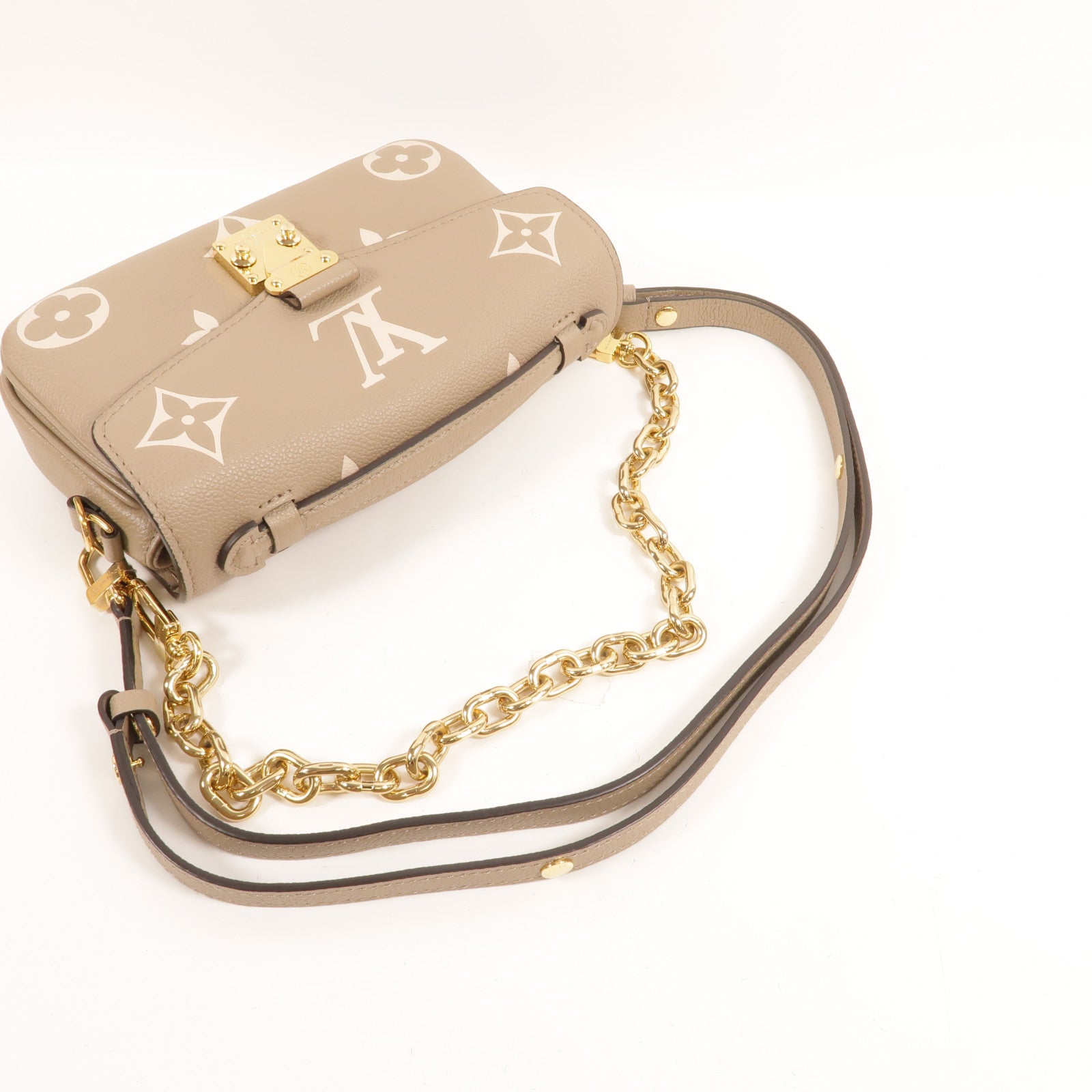 LOUIS VUITTON Monogram Empreinte Pochette Metis East West金扣手挽肩背兩用袋