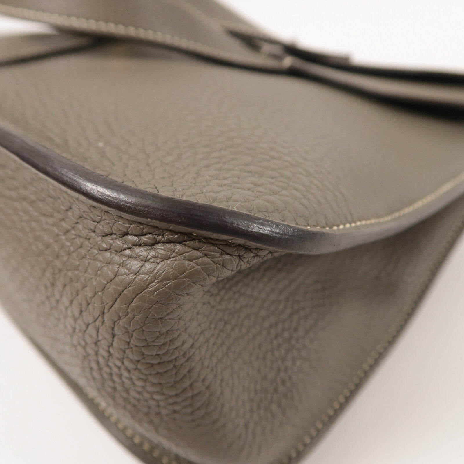 HERMES Clemence皮革Halzan 31金扣手挽肩背兩用袋Etain