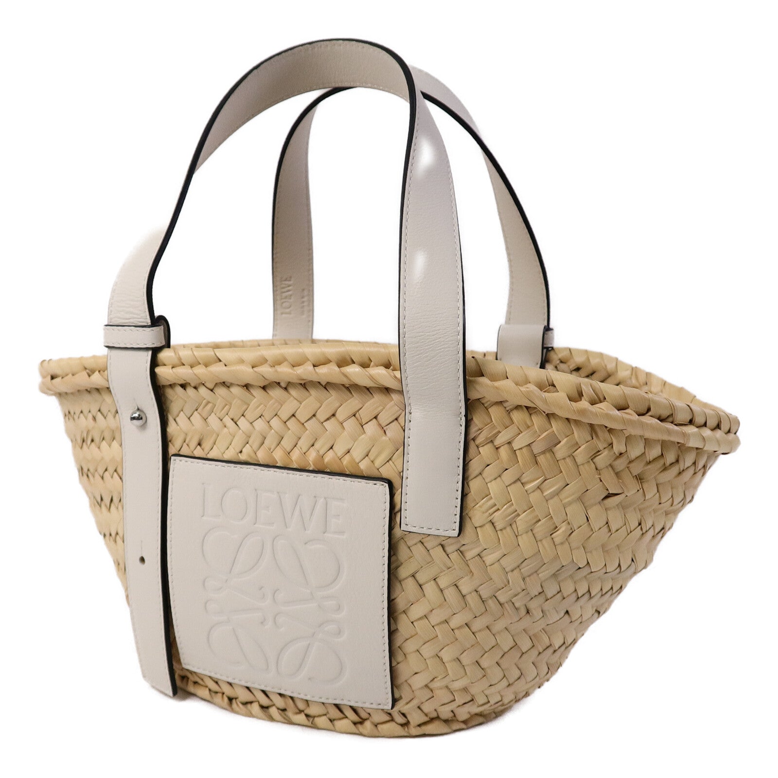 LOEWE Raffia/牛皮皮革Basket Bag肩背袋