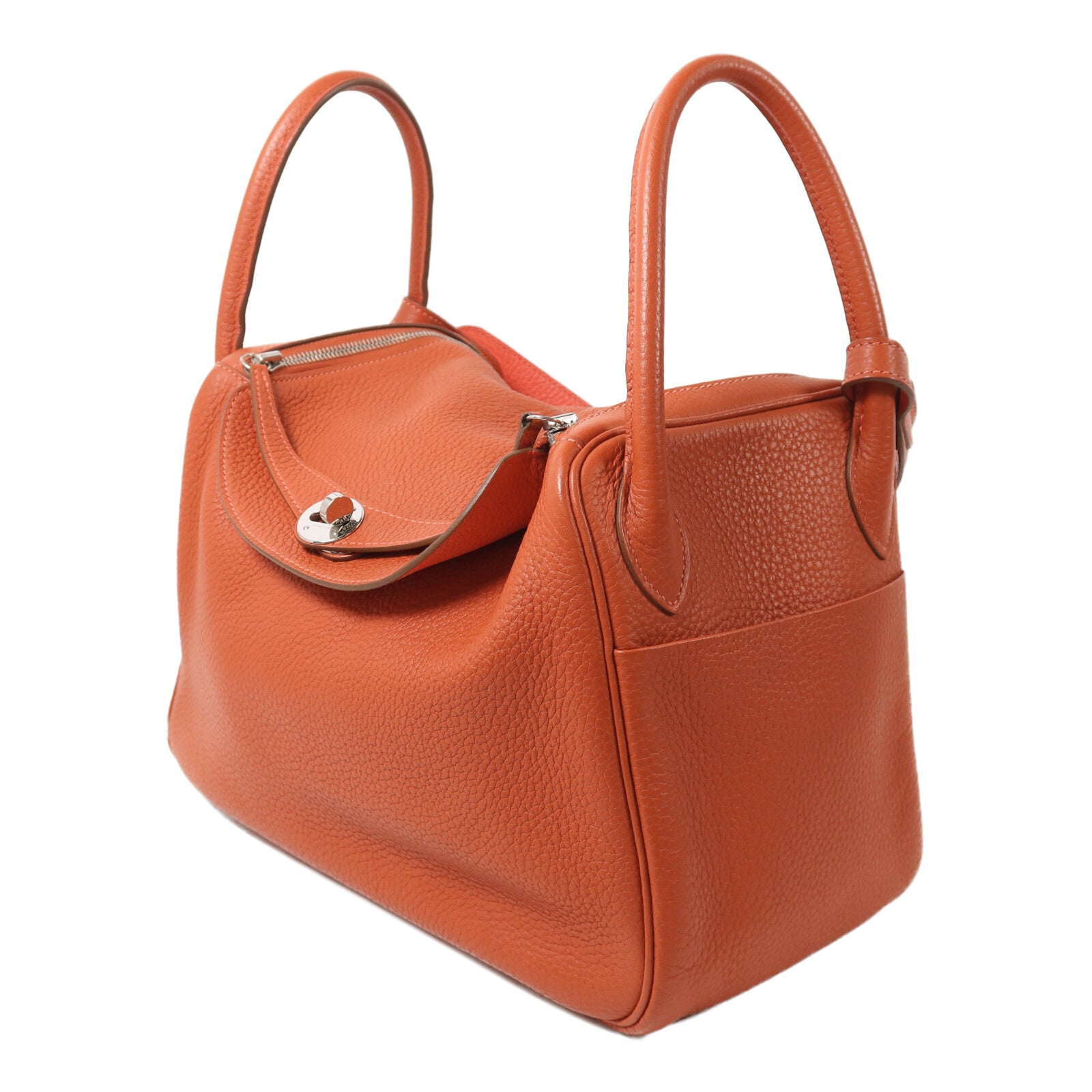 HERMES Togo皮革Lindy 30銀扣手挽肩背兩用袋Capucine