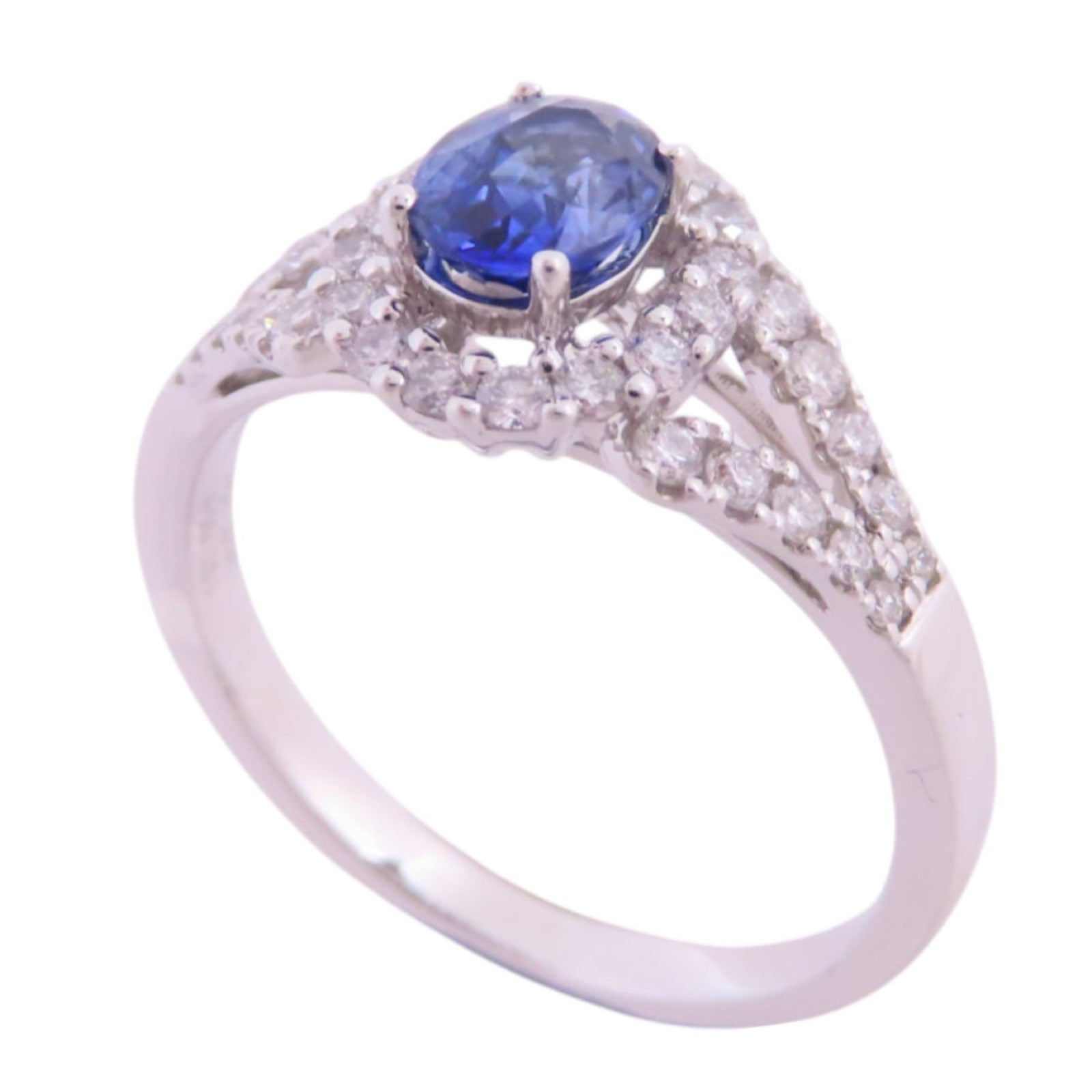 JEWELRY 18K白金/藍寶石/鑽石Sapphire Diamond Ring戒指US#5.5
