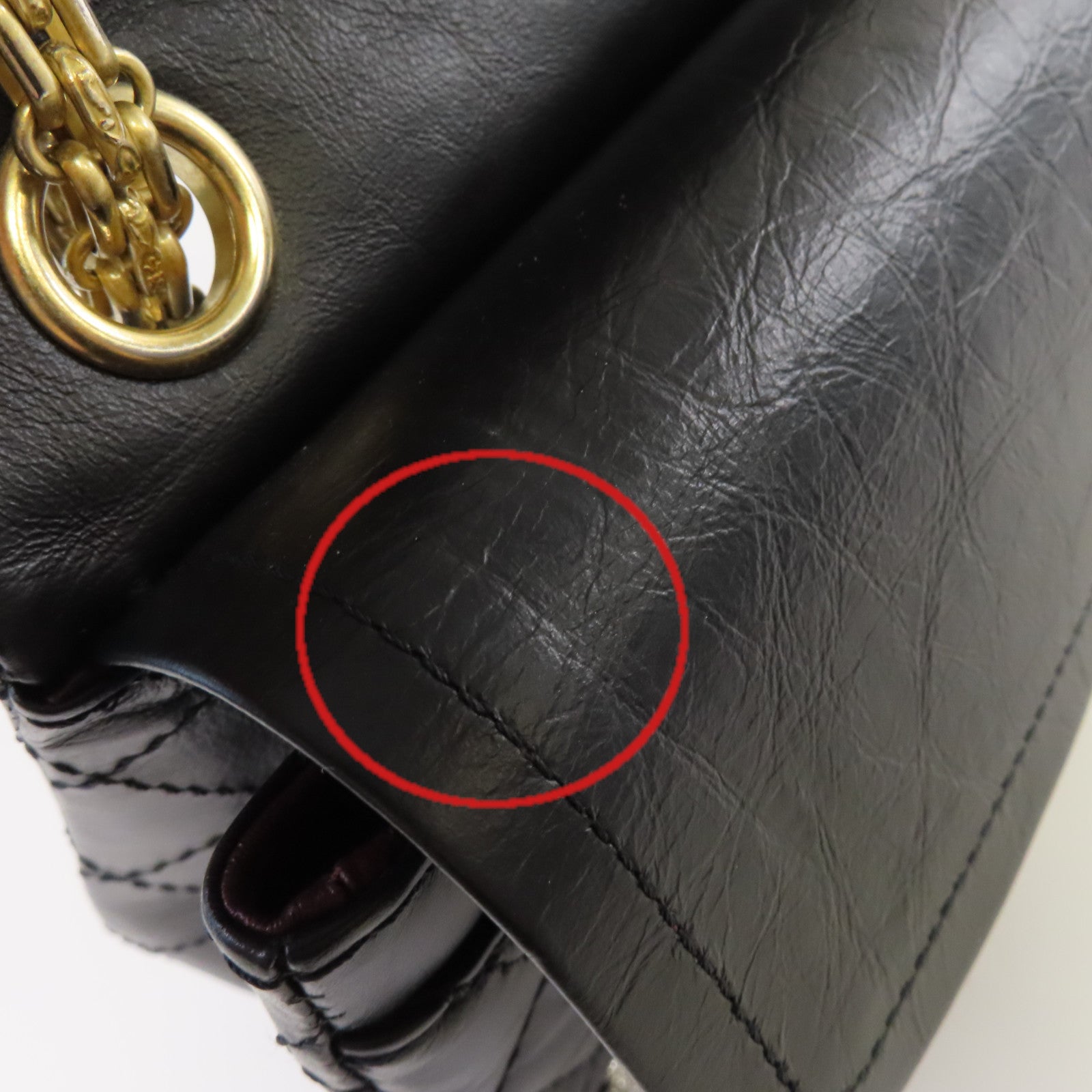 CHANEL 菱格牛皮皮革Lucky Charm 2.55 Chain Shoulder Bag金扣鏈帶肩背袋黑色