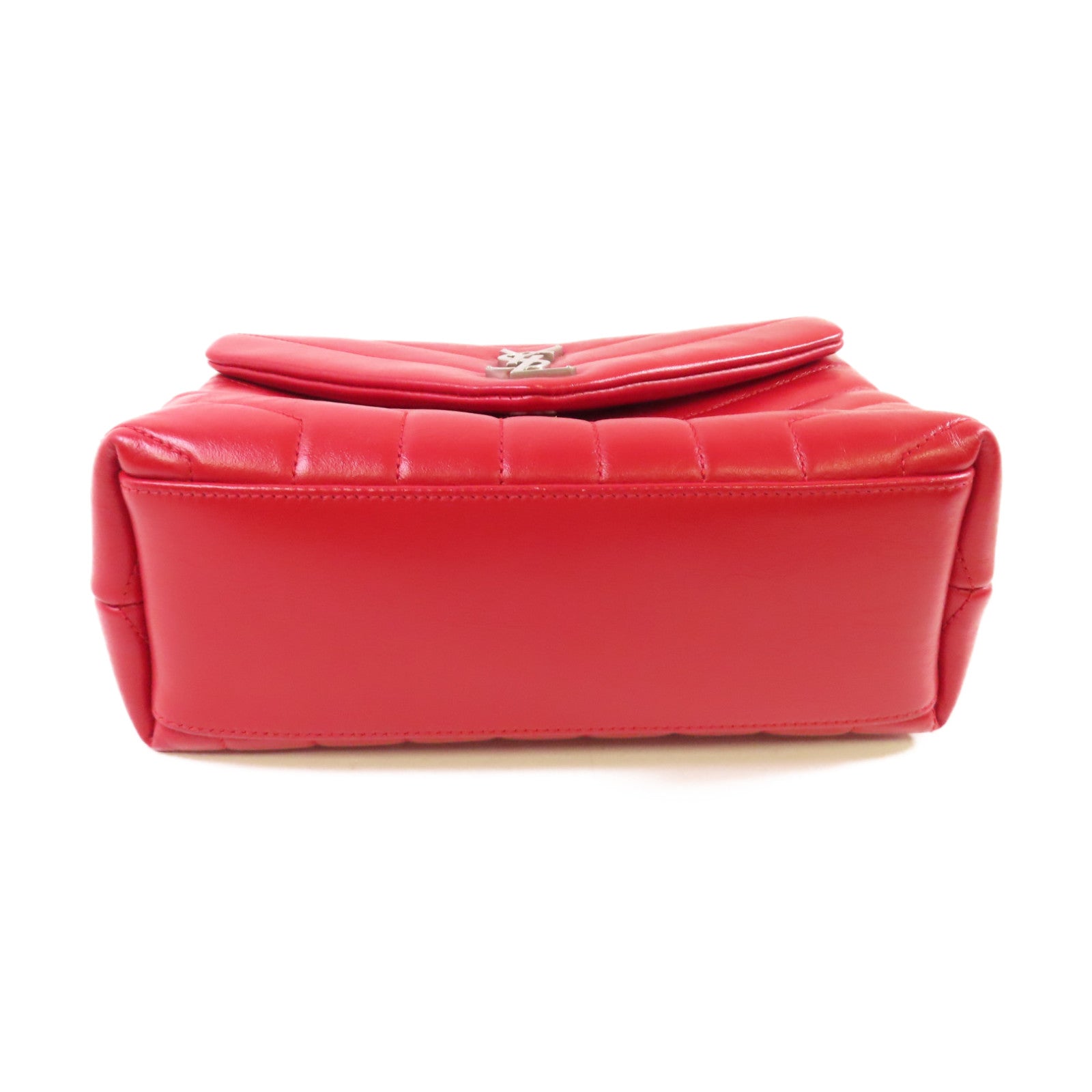 YVES SAINT LAURENT 斜紋牛皮皮革Shoulder Bag金扣鏈帶肩背袋紅色