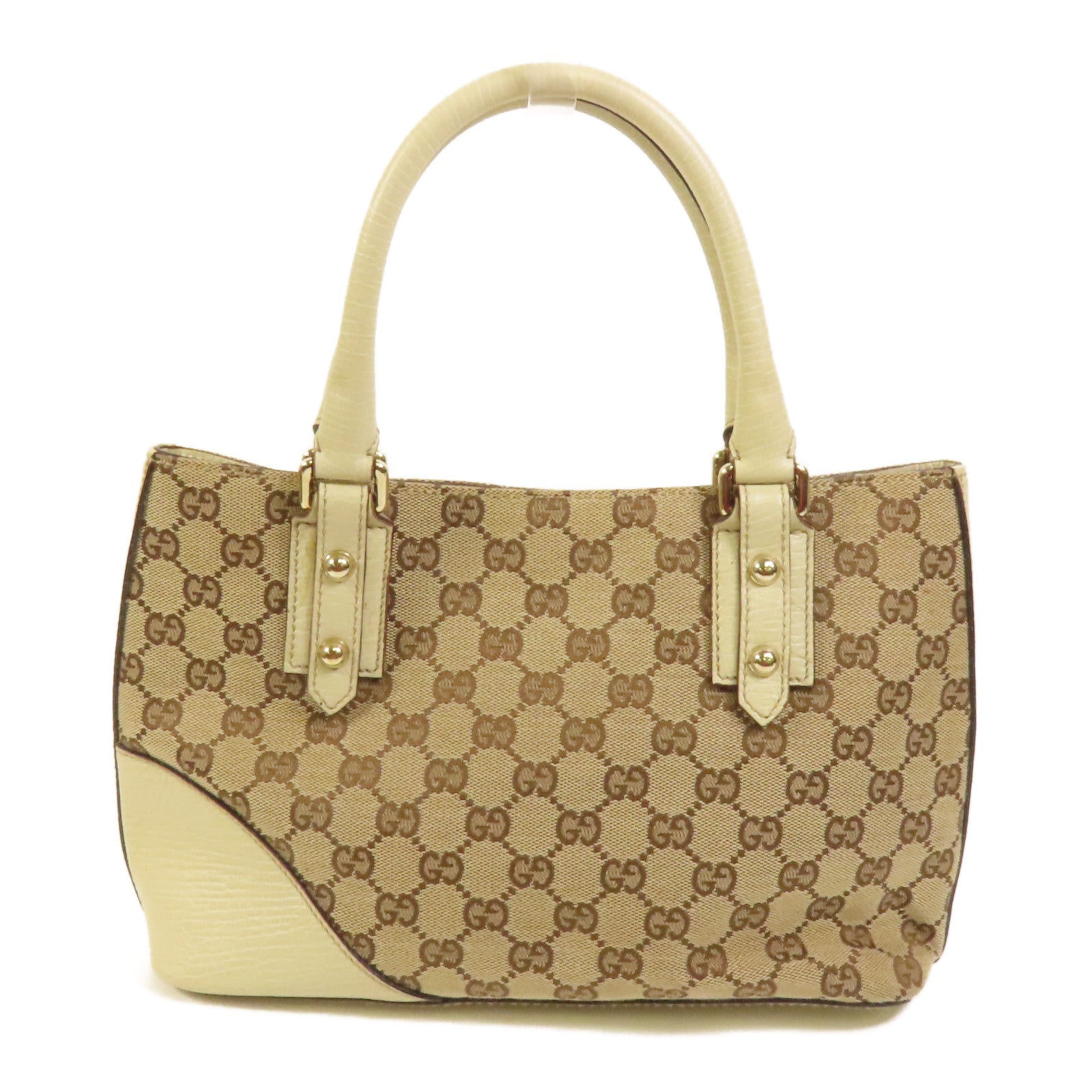 GUCCI 帆布Horsebit Tote金扣手挽袋