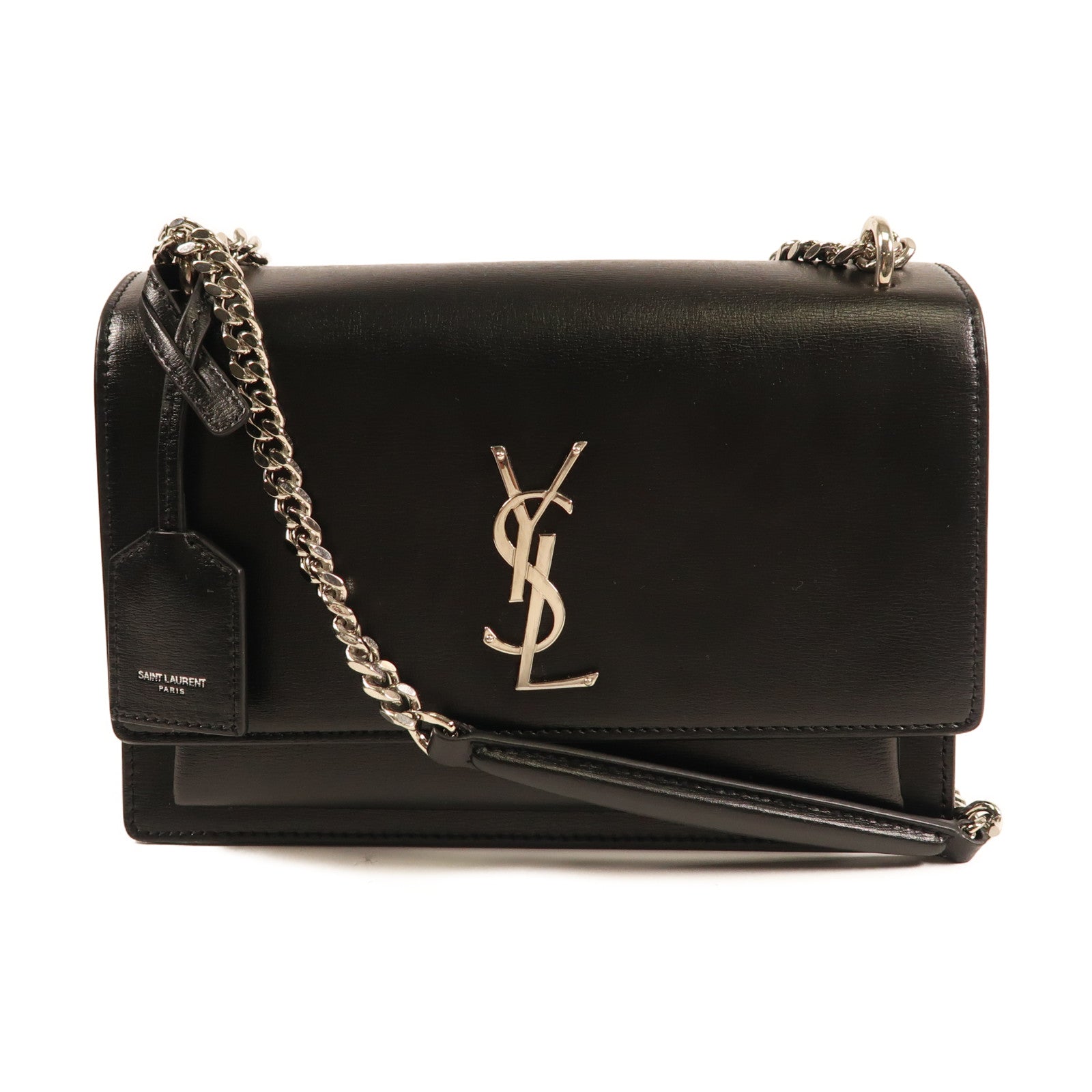 SAINT LAURENT 牛皮皮革Sunset Medium銀扣鏈帶肩背袋