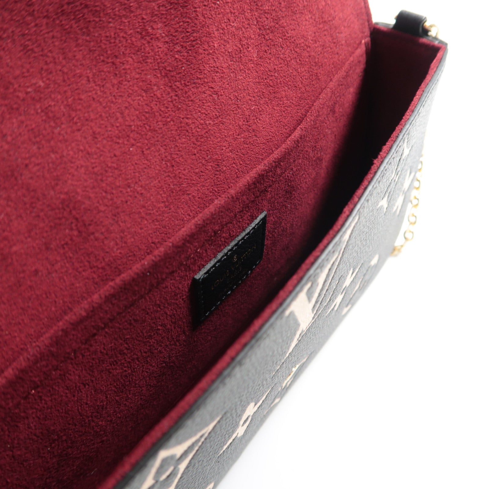 LOUIS VUITTON Monogram Empreinte Felicie Pochette鏈帶肩背袋黑色/米色
