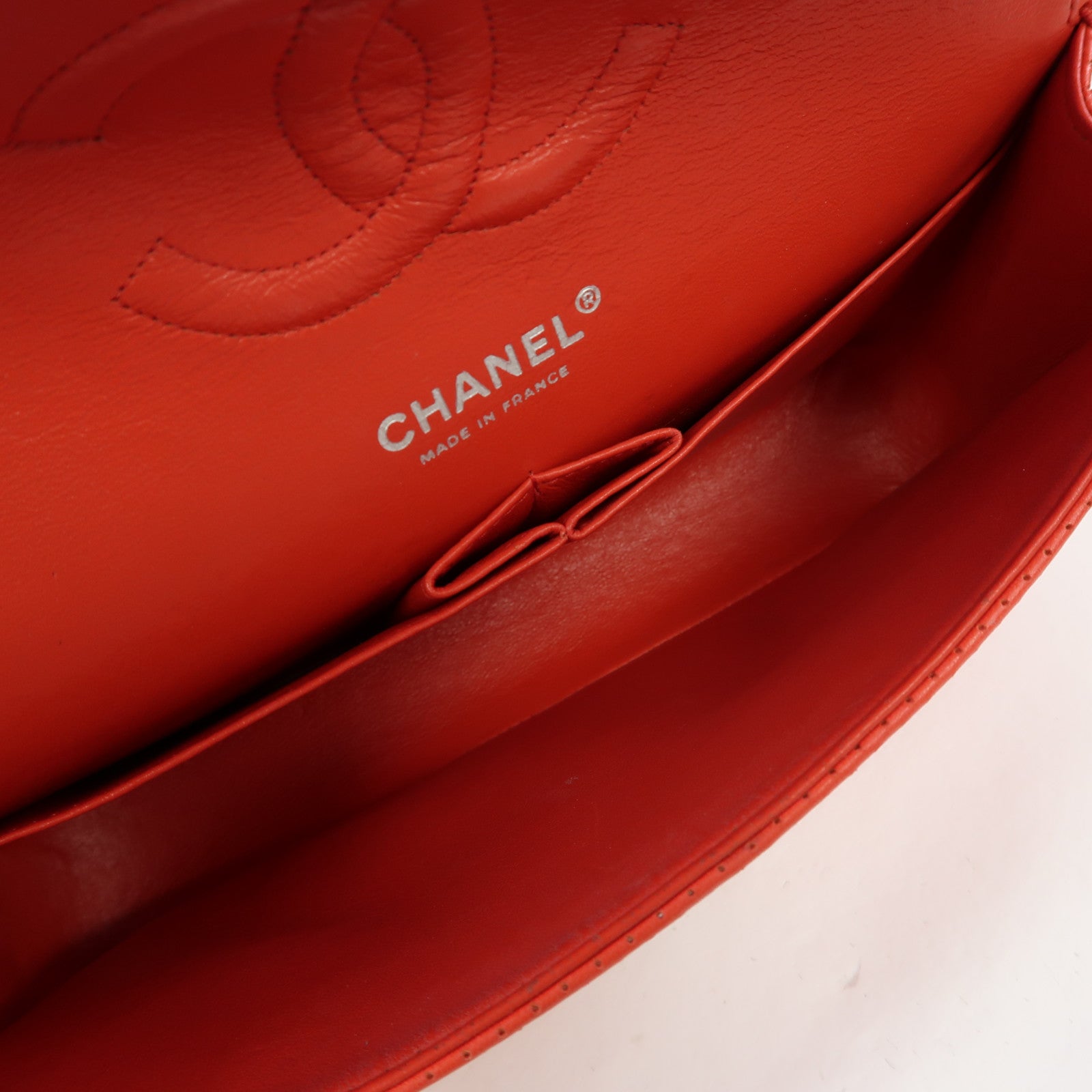 CHANEL 【激減優惠】菱格牛皮皮革Chain Shoulder銀扣鏈帶肩背袋紅色