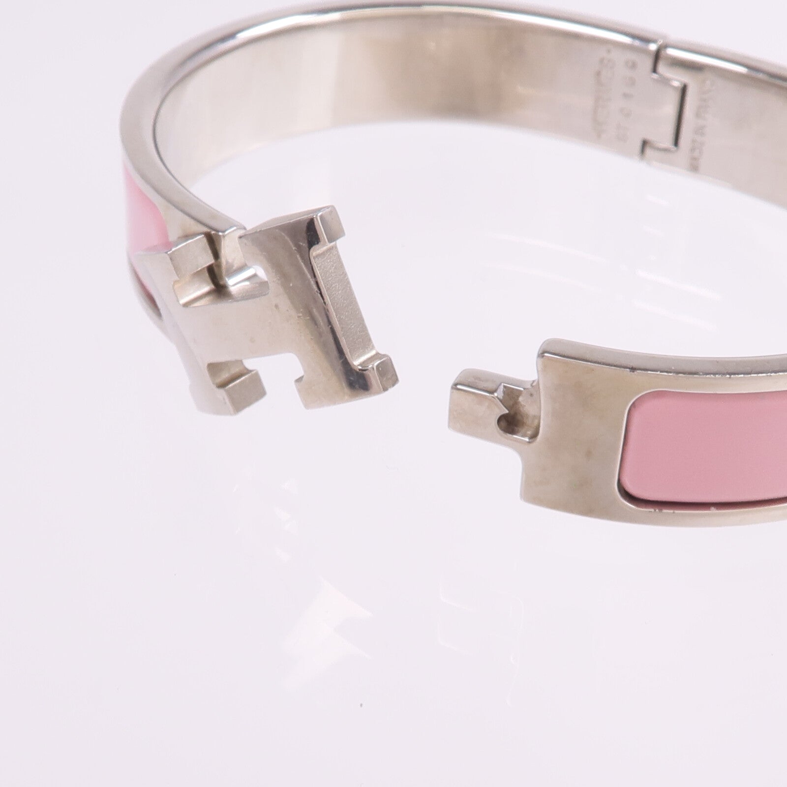 HERMES 金屬/琺瑯Clic H Bracelet銀扣手鐲