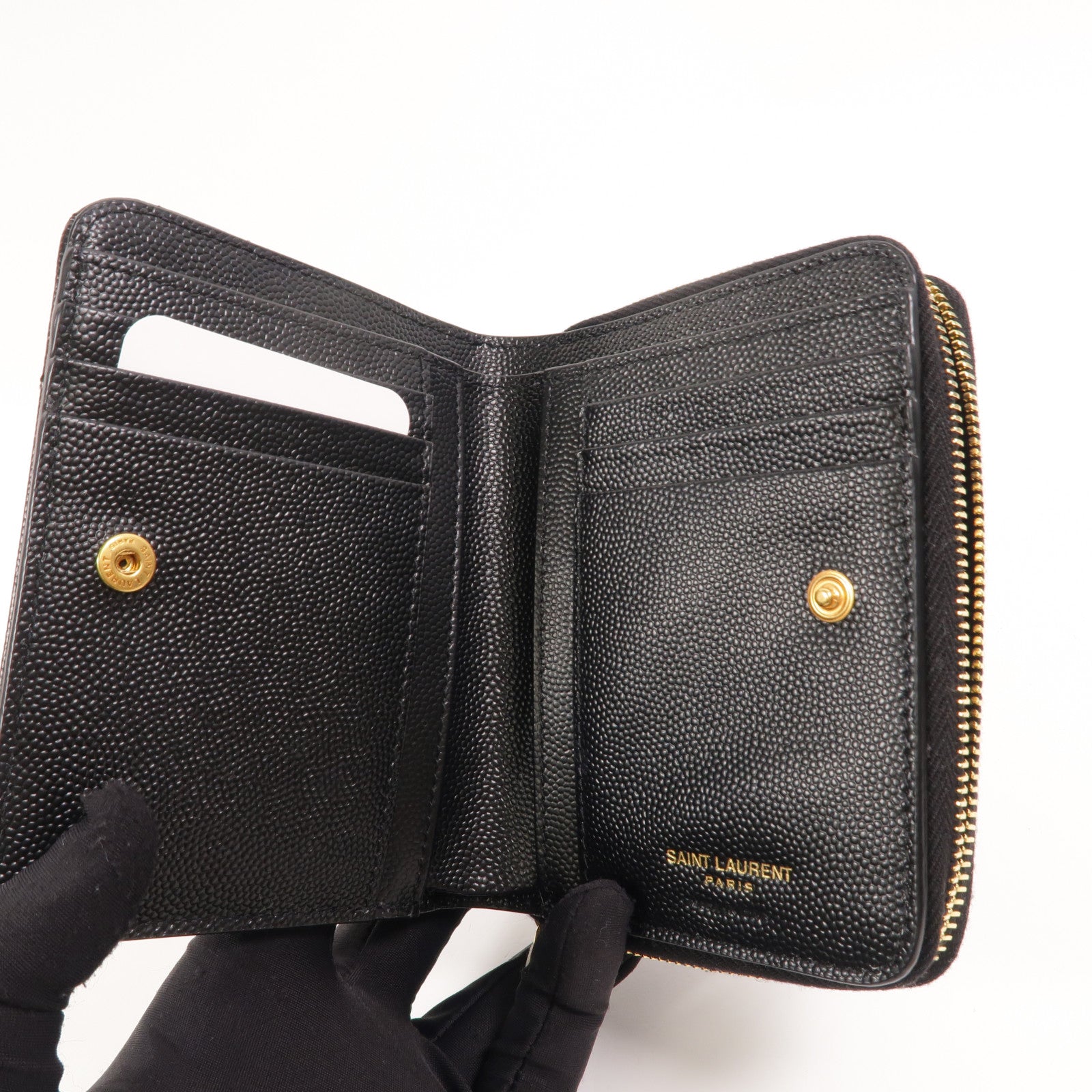SAINT LAURENT 牛皮皮革Zip Round Wallet錢包