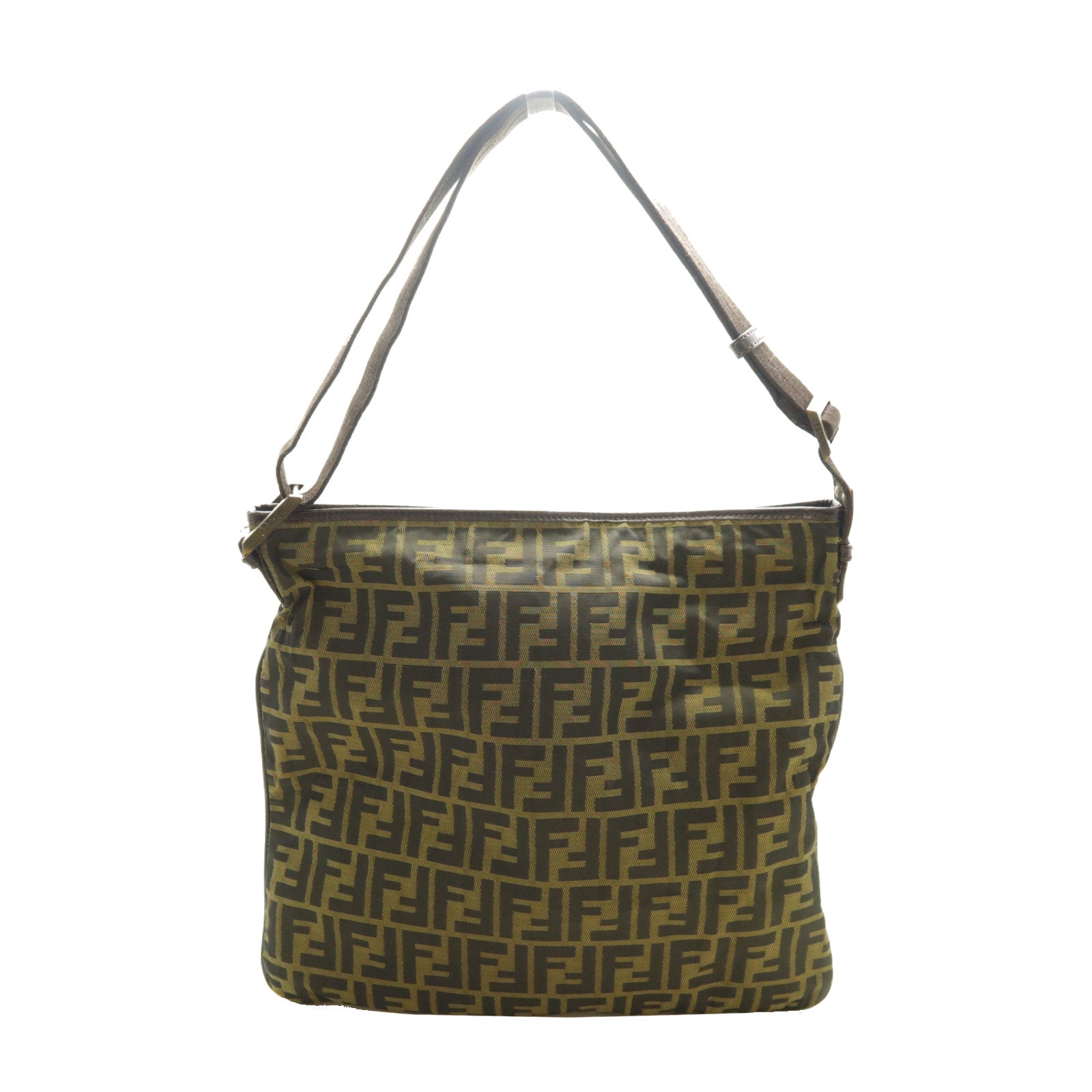FENDI 帆布Shoulder Bag金扣肩背袋啡色
