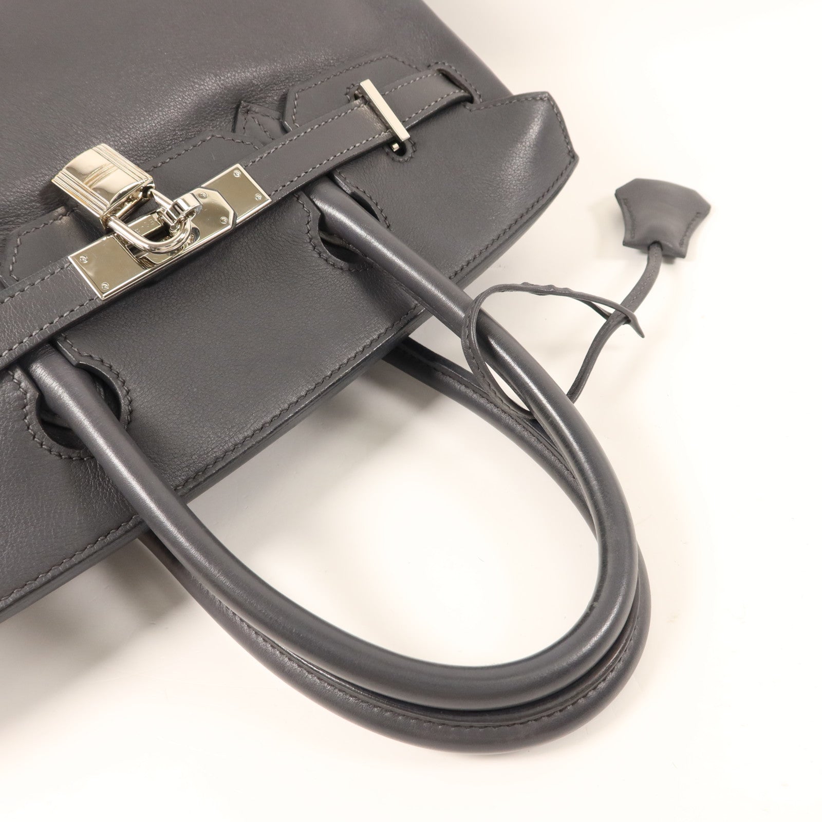 HERMES Swift皮革Birkin 30銀扣手挽袋Graphite