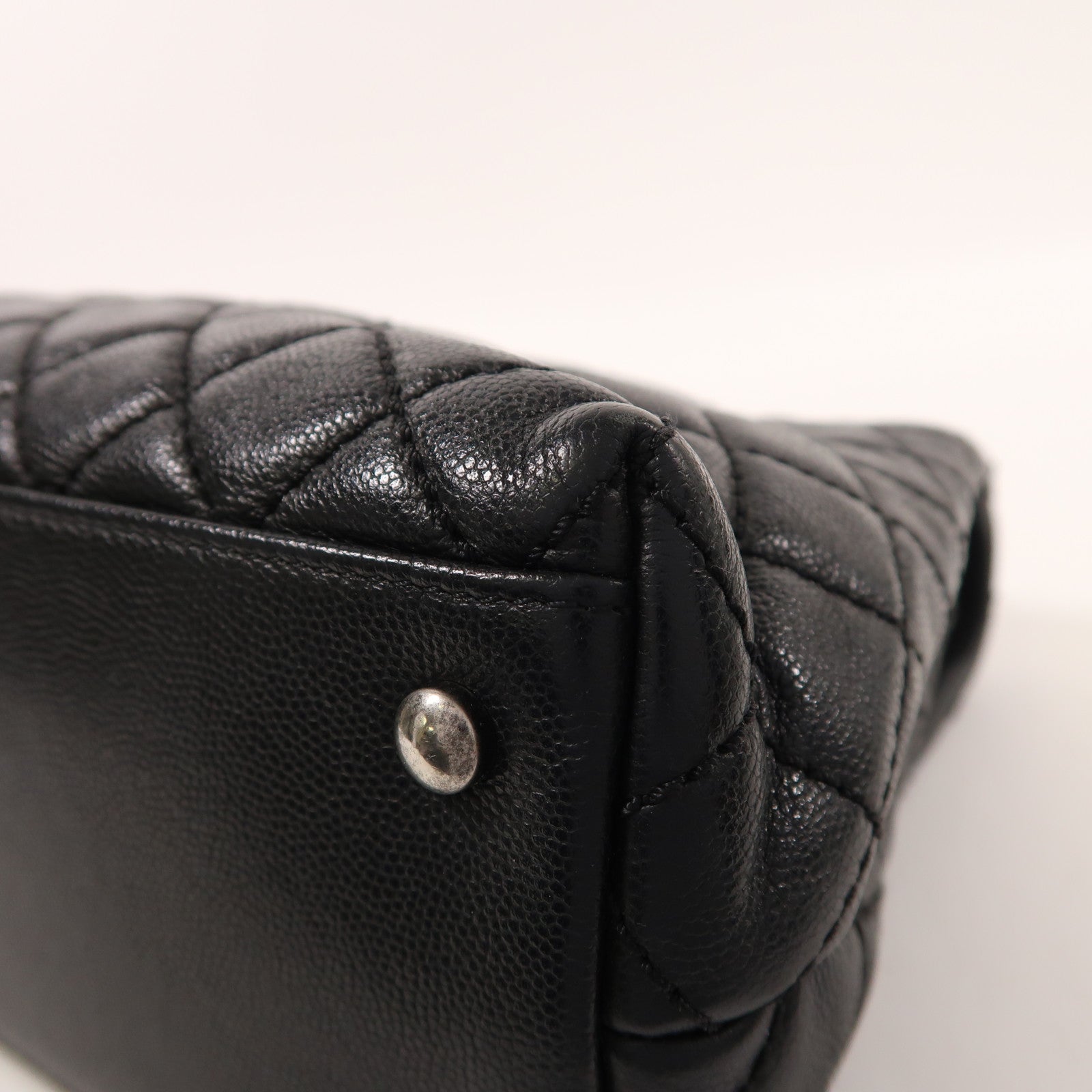 CHANEL 牛皮皮革Coco Handle Large銀扣手挽肩背兩用袋