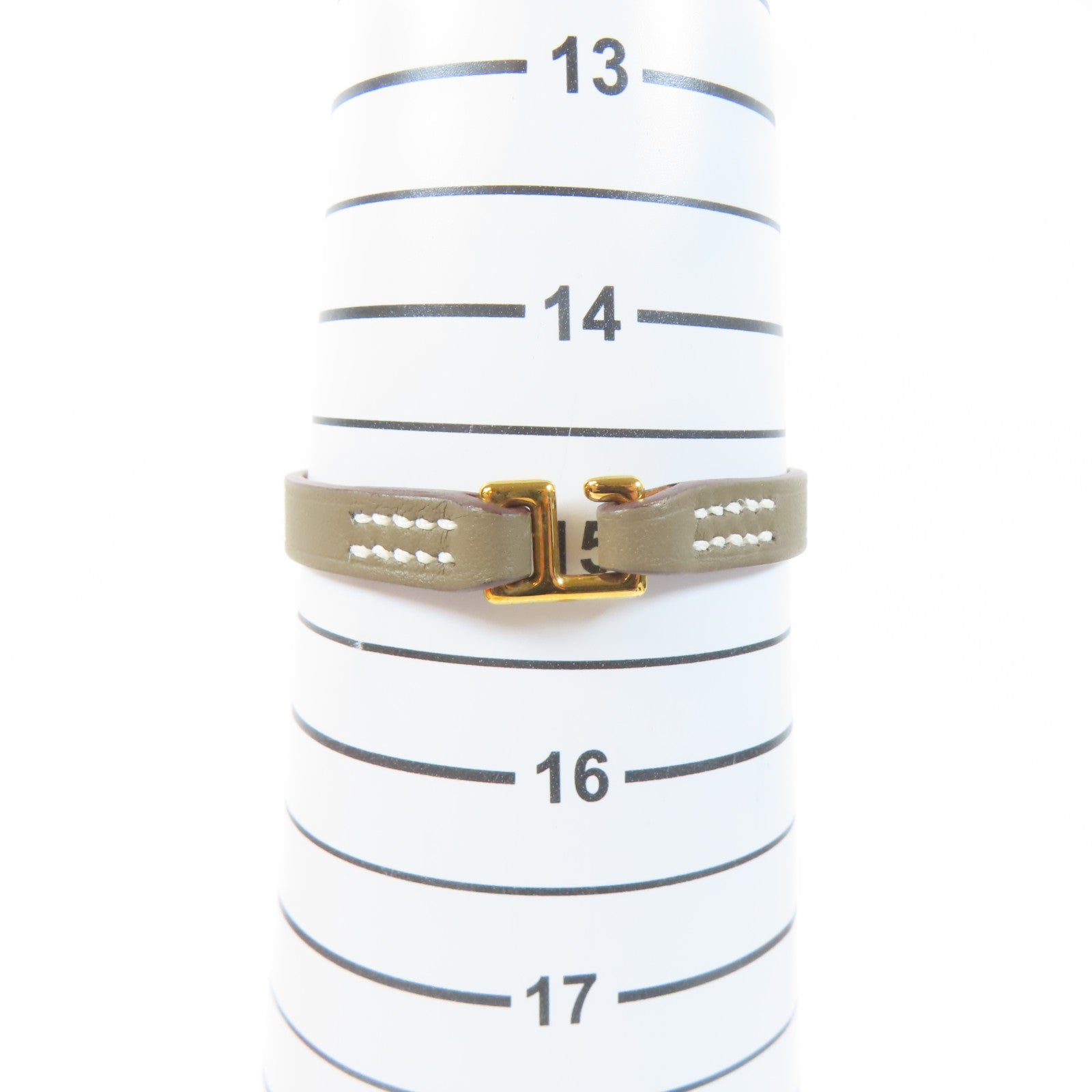 HERMES Swift皮革Rivale Mini Bracelet手鐲Etoupe/灰色