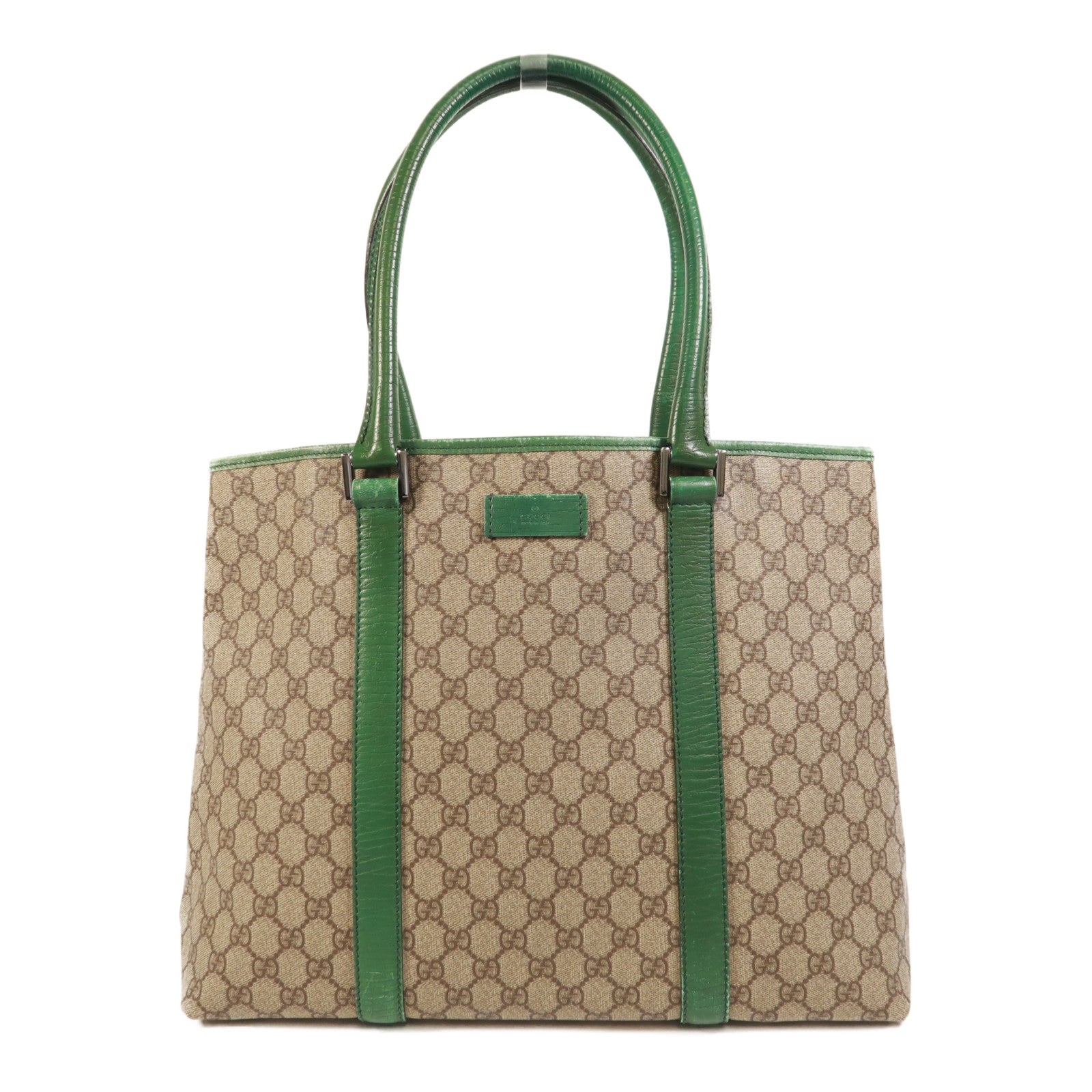 GUCCI 塗層帆布Tote Bag銀扣肩背袋