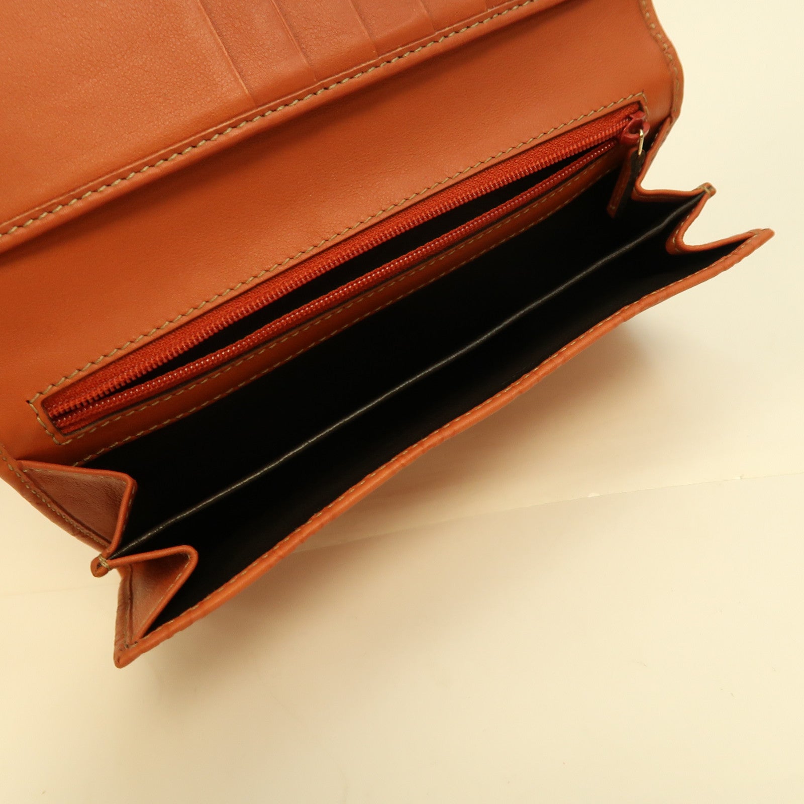GUCCI 牛皮皮革Long Wallet金扣長錢包橙色