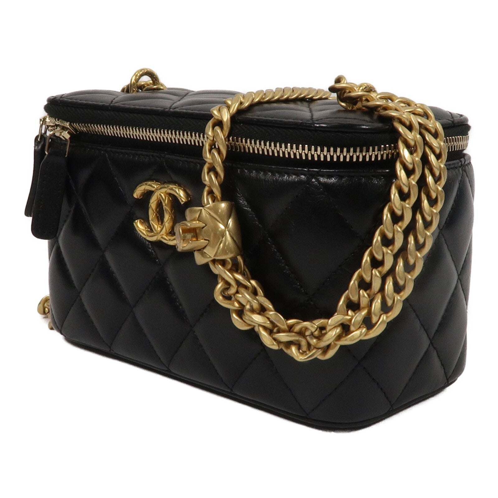 CHANEL 羊皮皮革Vanity Case鏈帶肩背袋