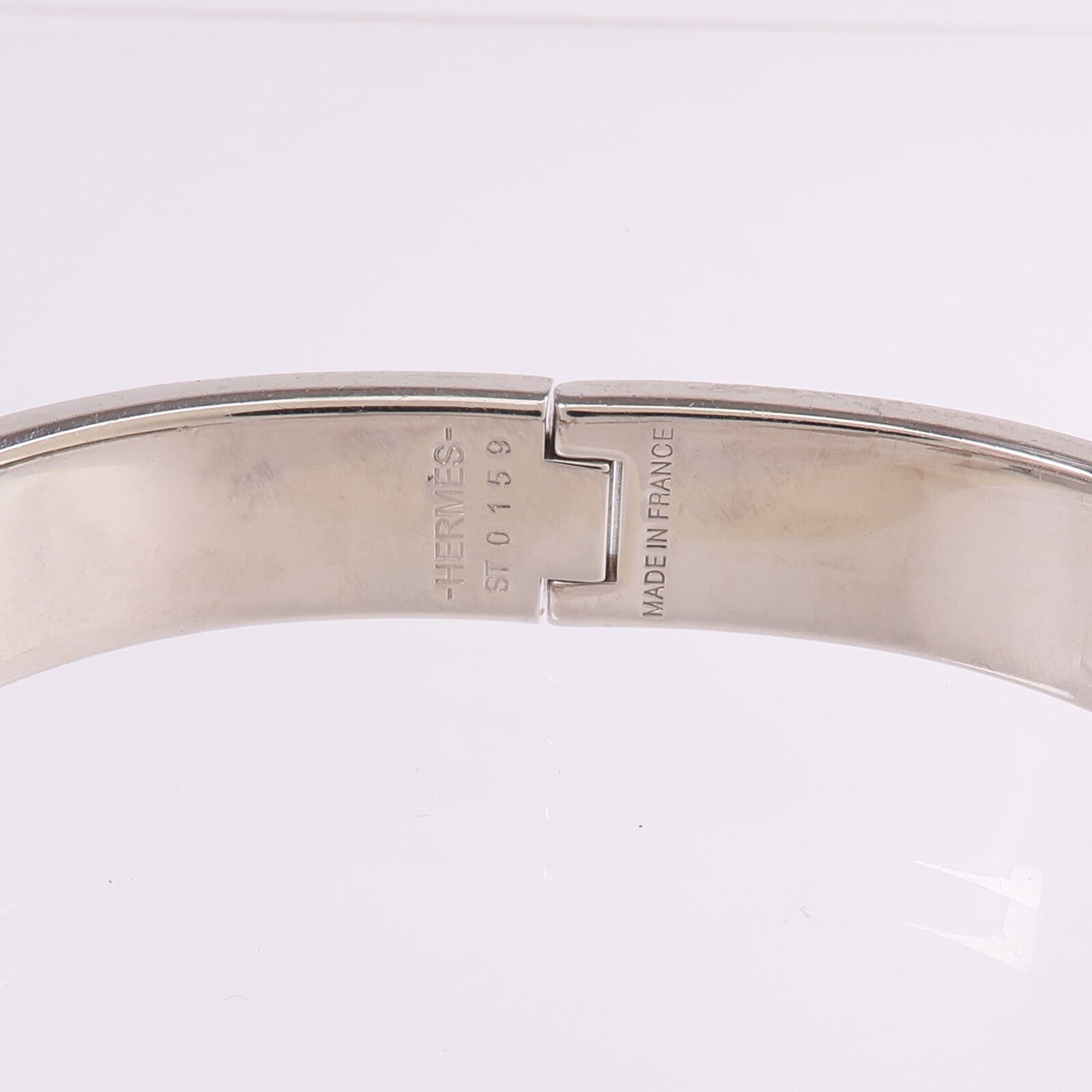 HERMES 金屬/琺瑯Clic H Bracelet銀扣手鐲