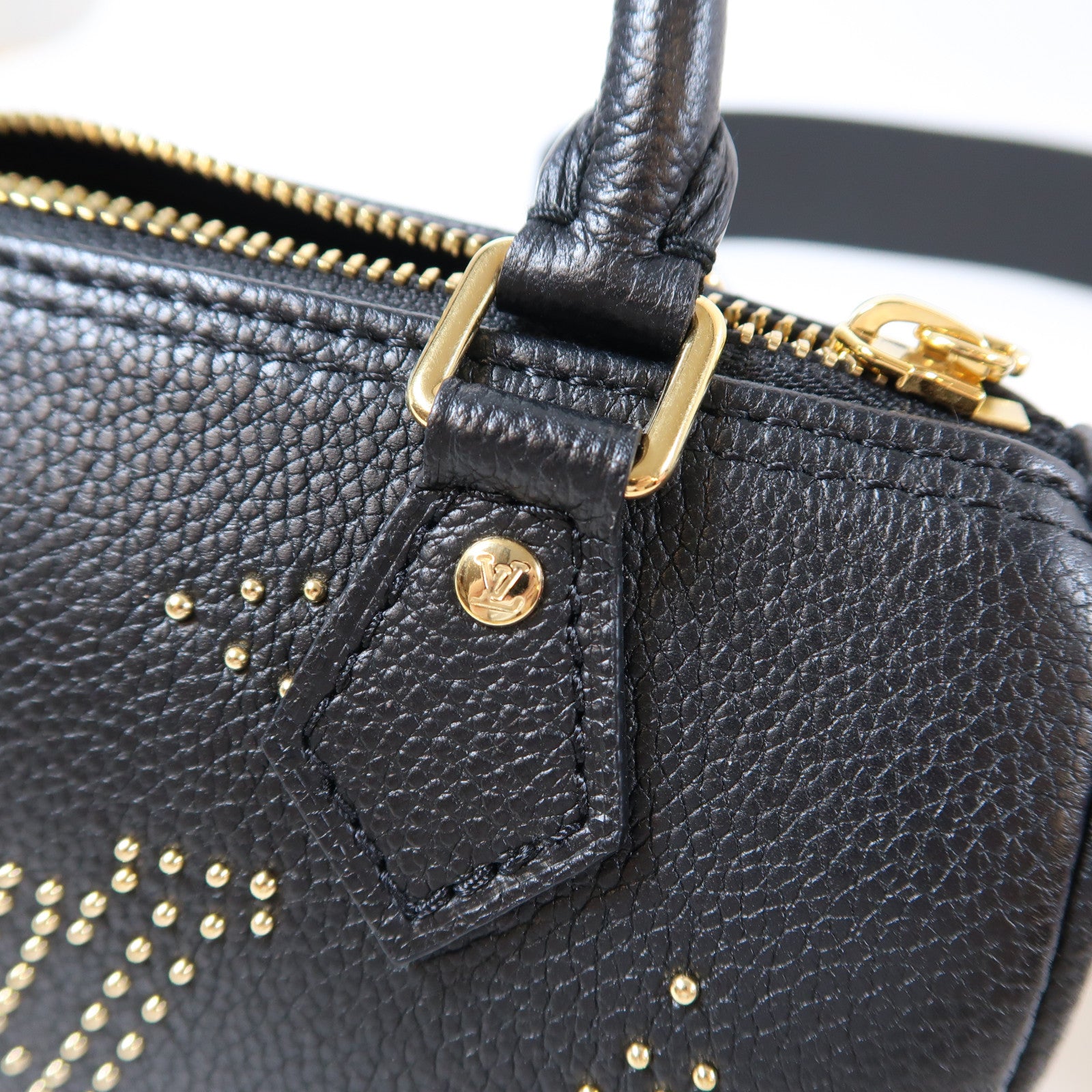 LOUIS VUITTON Monogram Empreinte Nano Speedy金扣手挽肩背兩用袋黑色