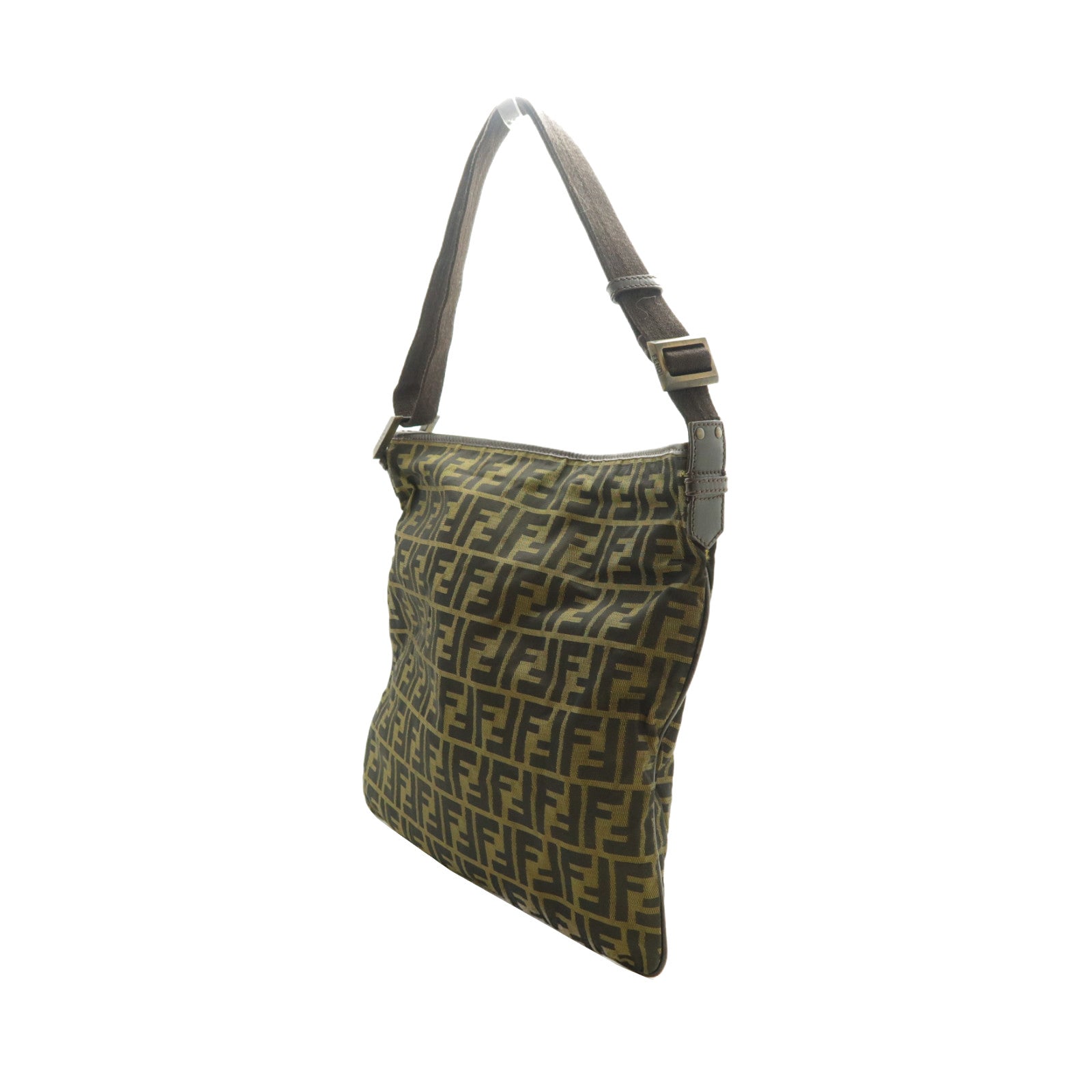FENDI 帆布Shoulder Bag金扣肩背袋啡色