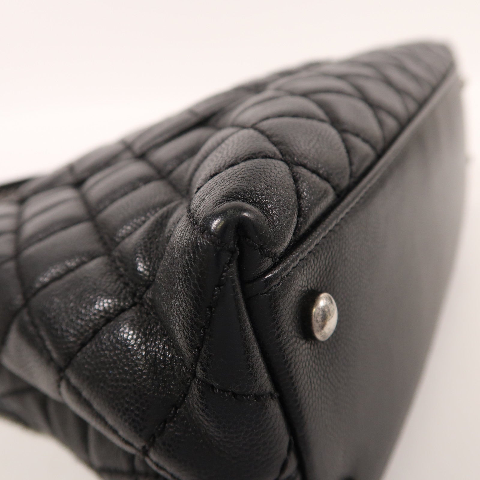 CHANEL 牛皮皮革Coco Handle Large銀扣手挽肩背兩用袋