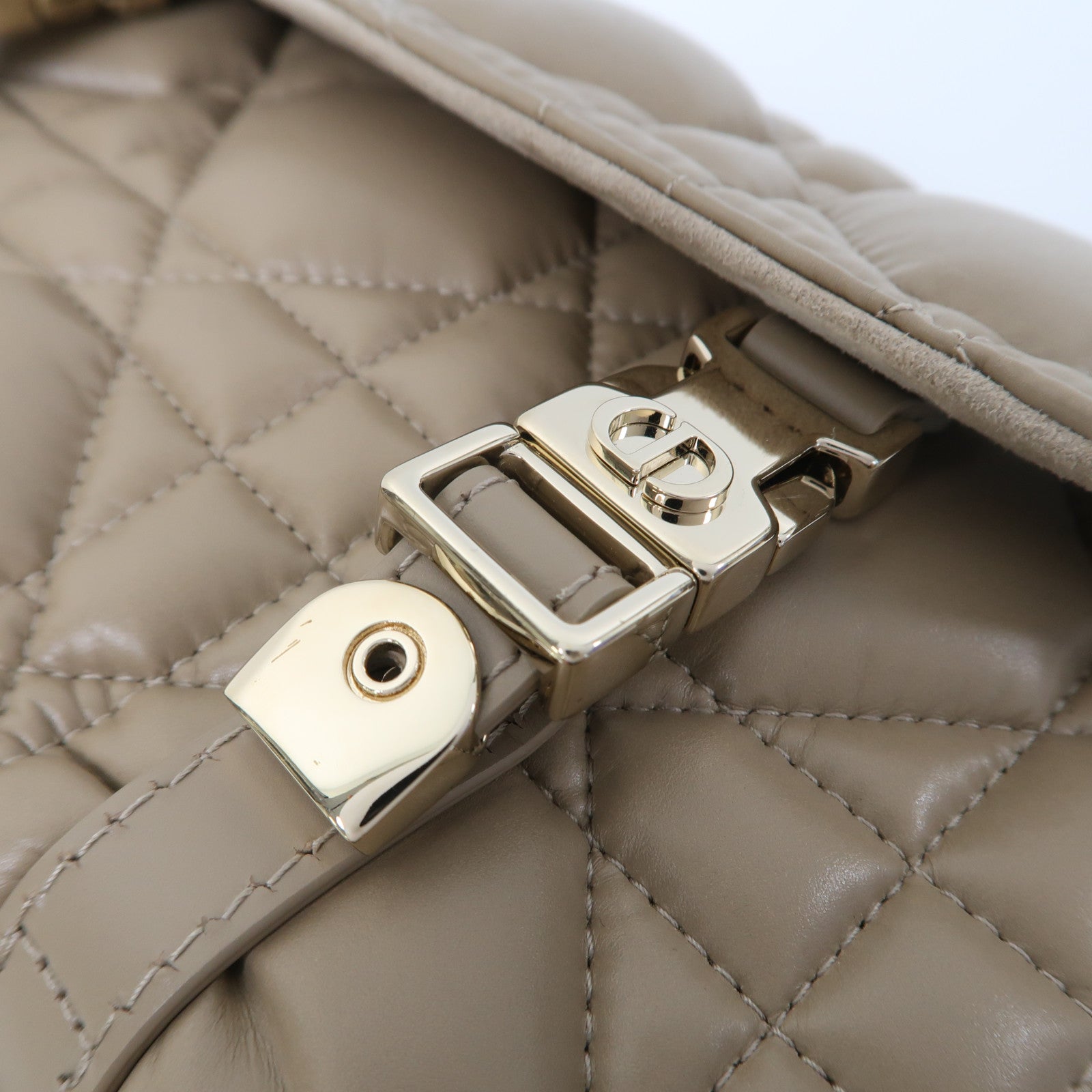 Dior 牛皮皮革Diorcamp金扣肩背袋米色